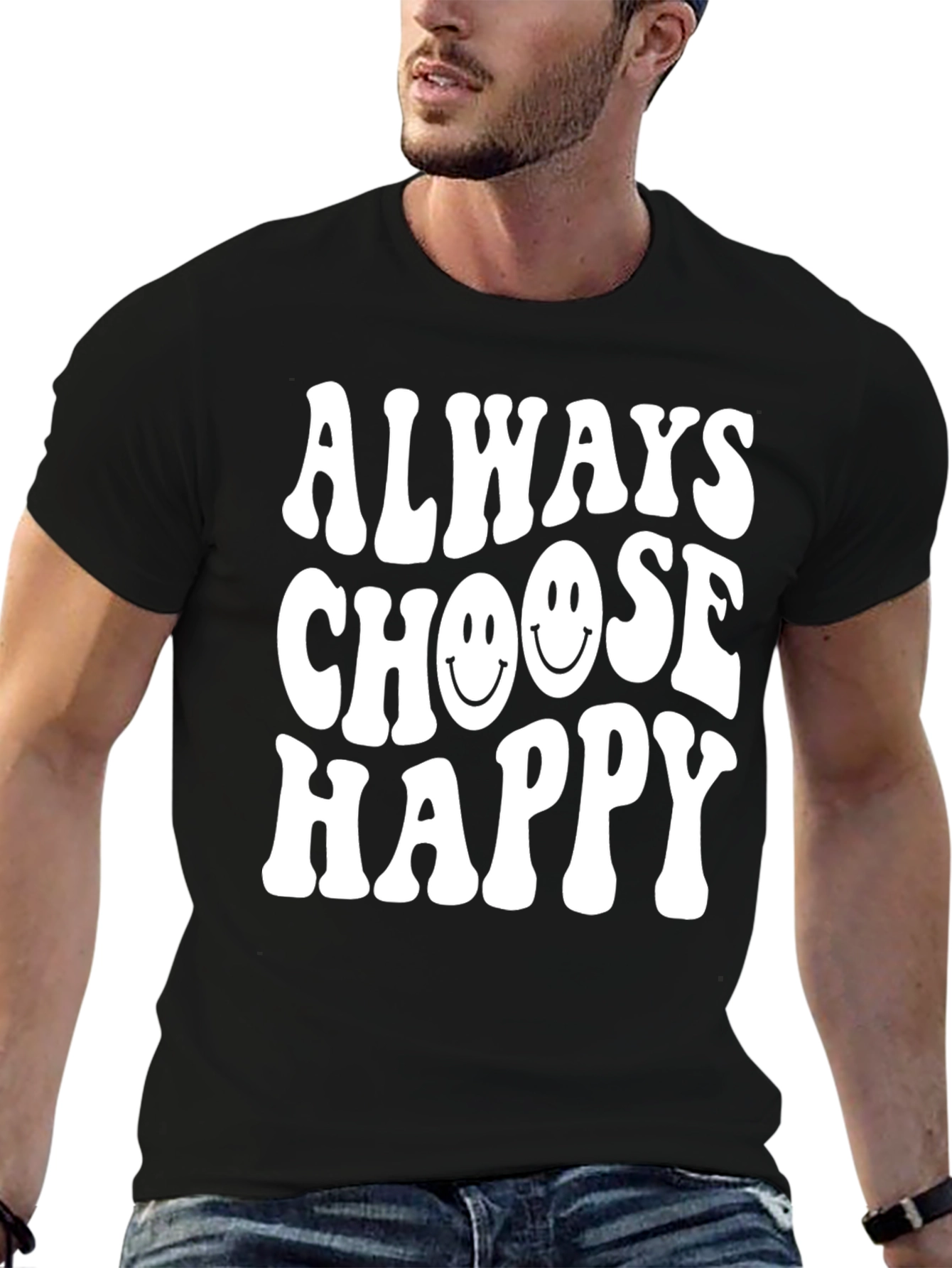 Always Choose Happy Graphic Tee - Black