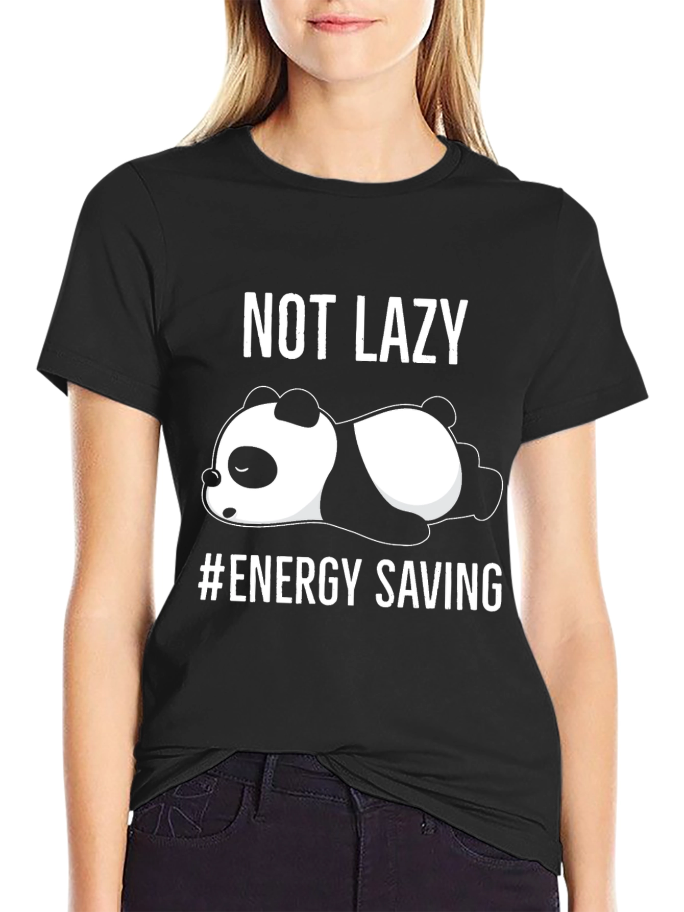 Not Lazy Energy Saving Panda T-Shirt