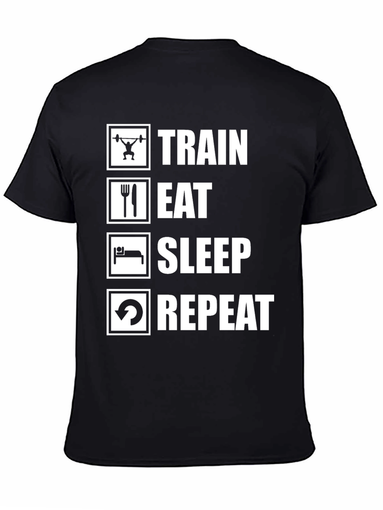 Train Eat Sleep Repeat Black T-Shirt