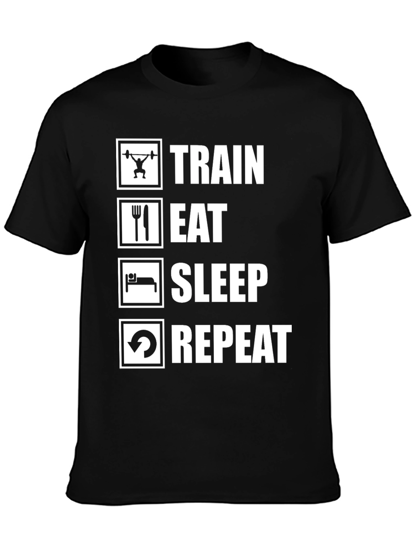 Train Eat Sleep Repeat Black T-Shirt