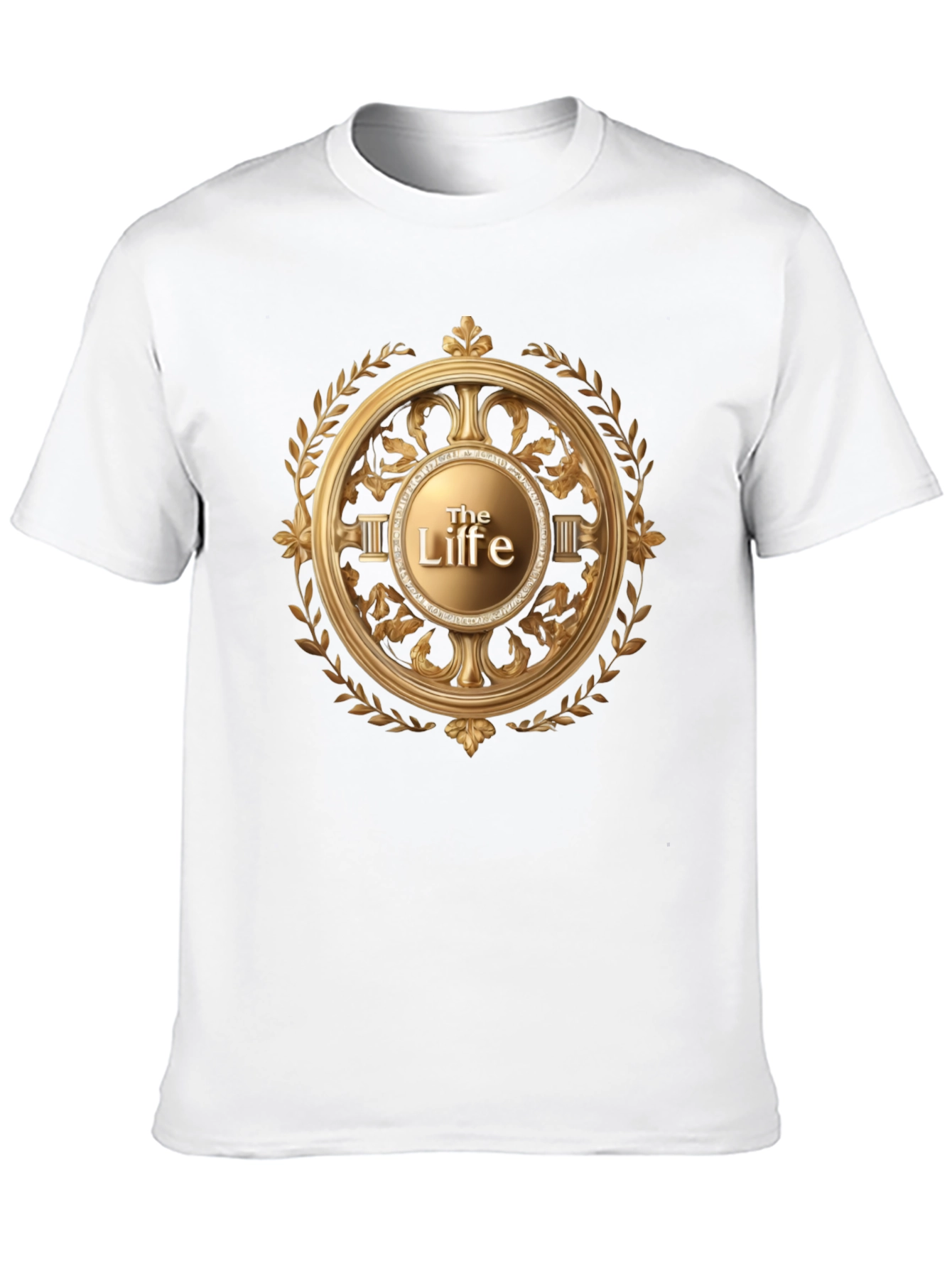 The Life Black T-Shirt with Golden Laurel Graphic