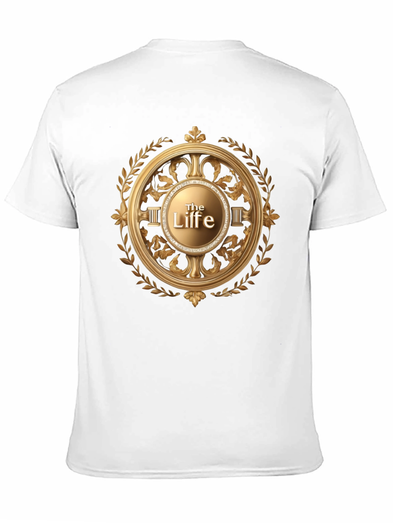 The Life Black T-Shirt with Golden Laurel Graphic