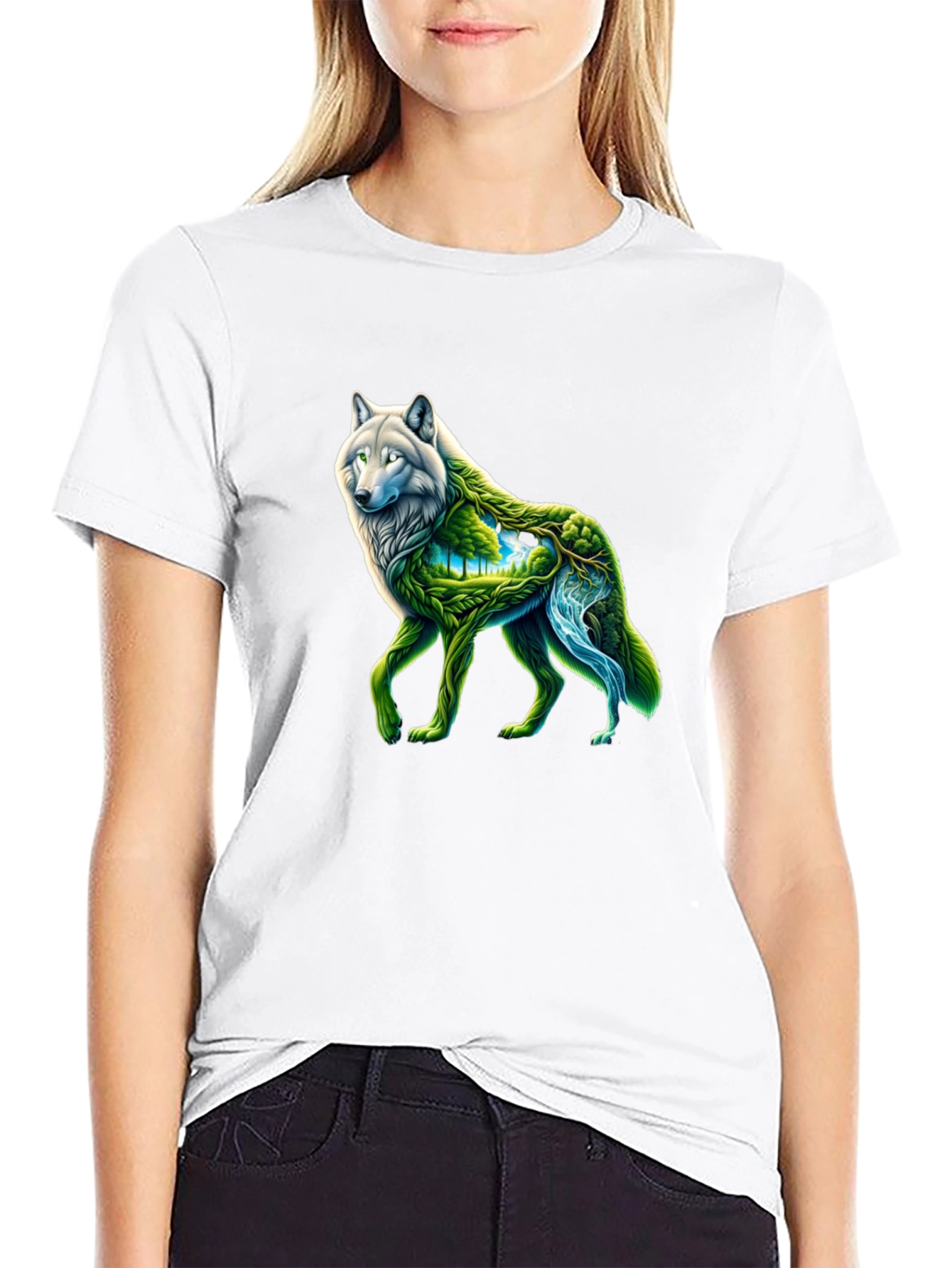 Nature Wolf Graphic Tee - Black T-Shirt