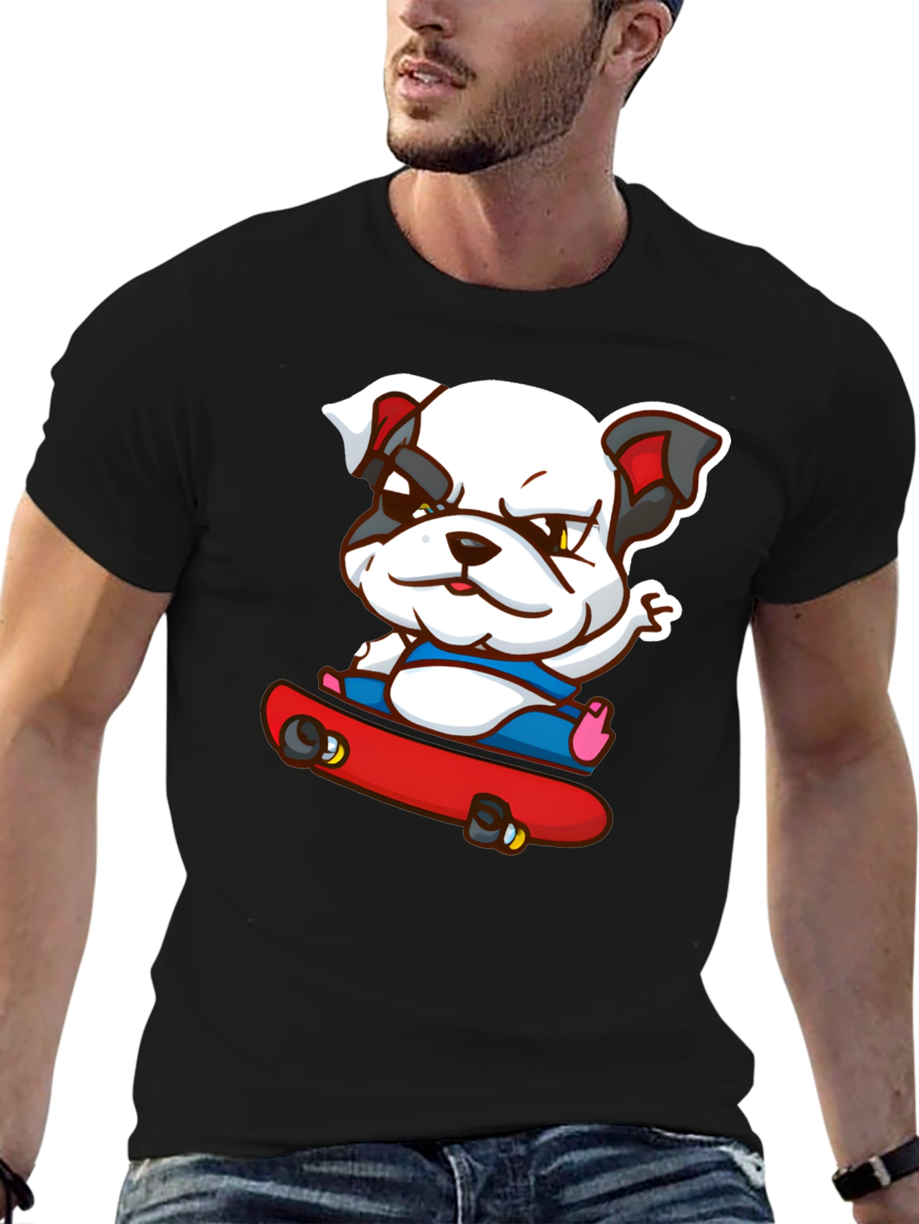 Bulldog Skateboarder Graphic Tee