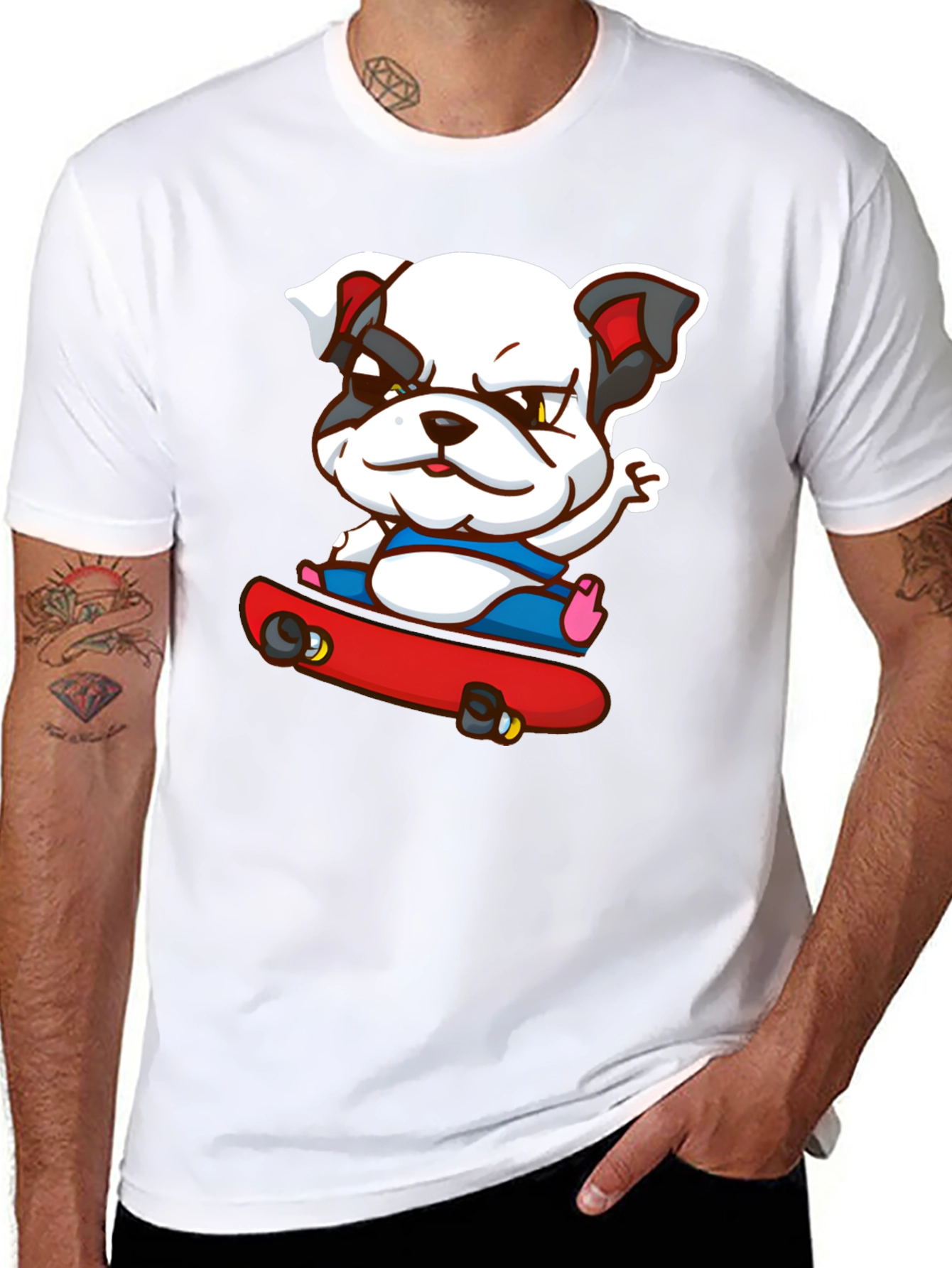 Bulldog Skateboarder Graphic Tee