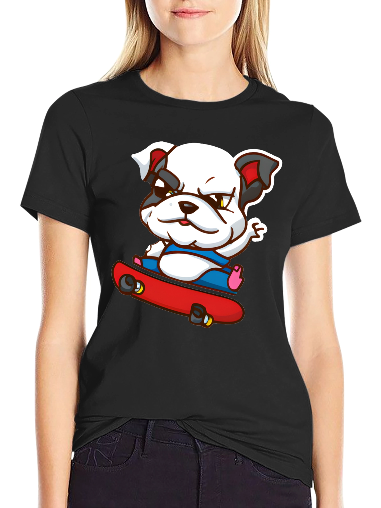 Bulldog Skateboarder Graphic Tee