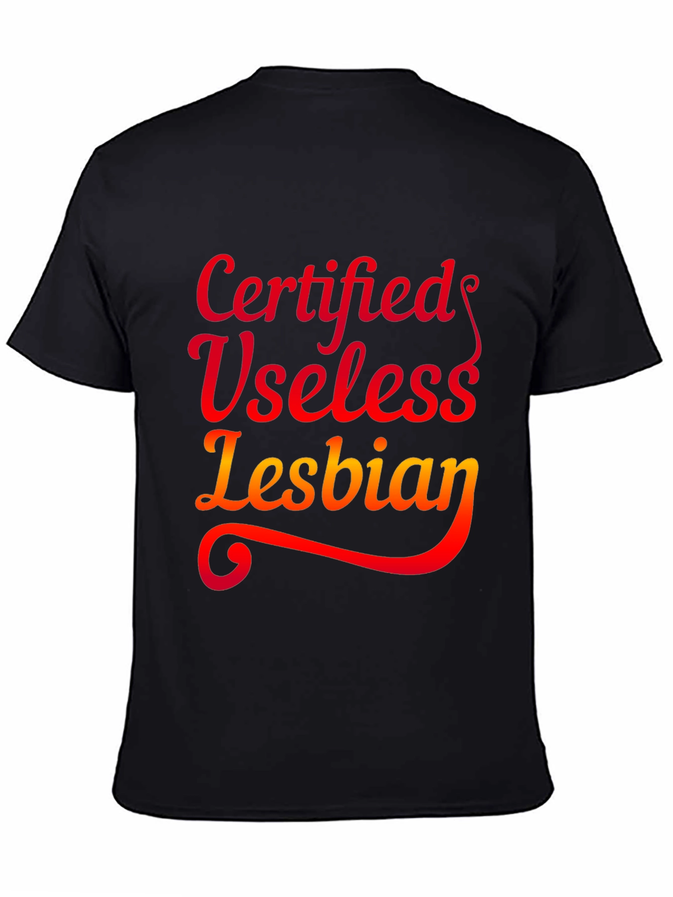 Certified Useless Lesbian Graphic Tee - Black T-Shirt