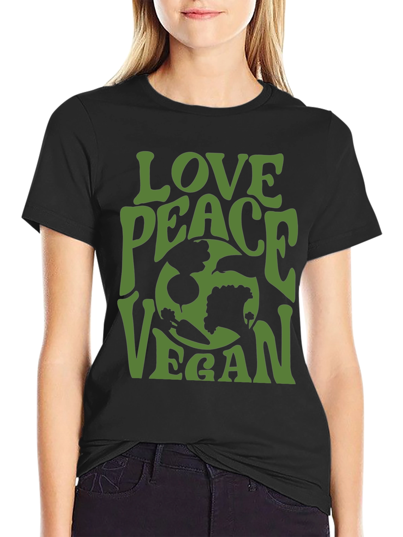 Love Peace Vegan Graphic Tee