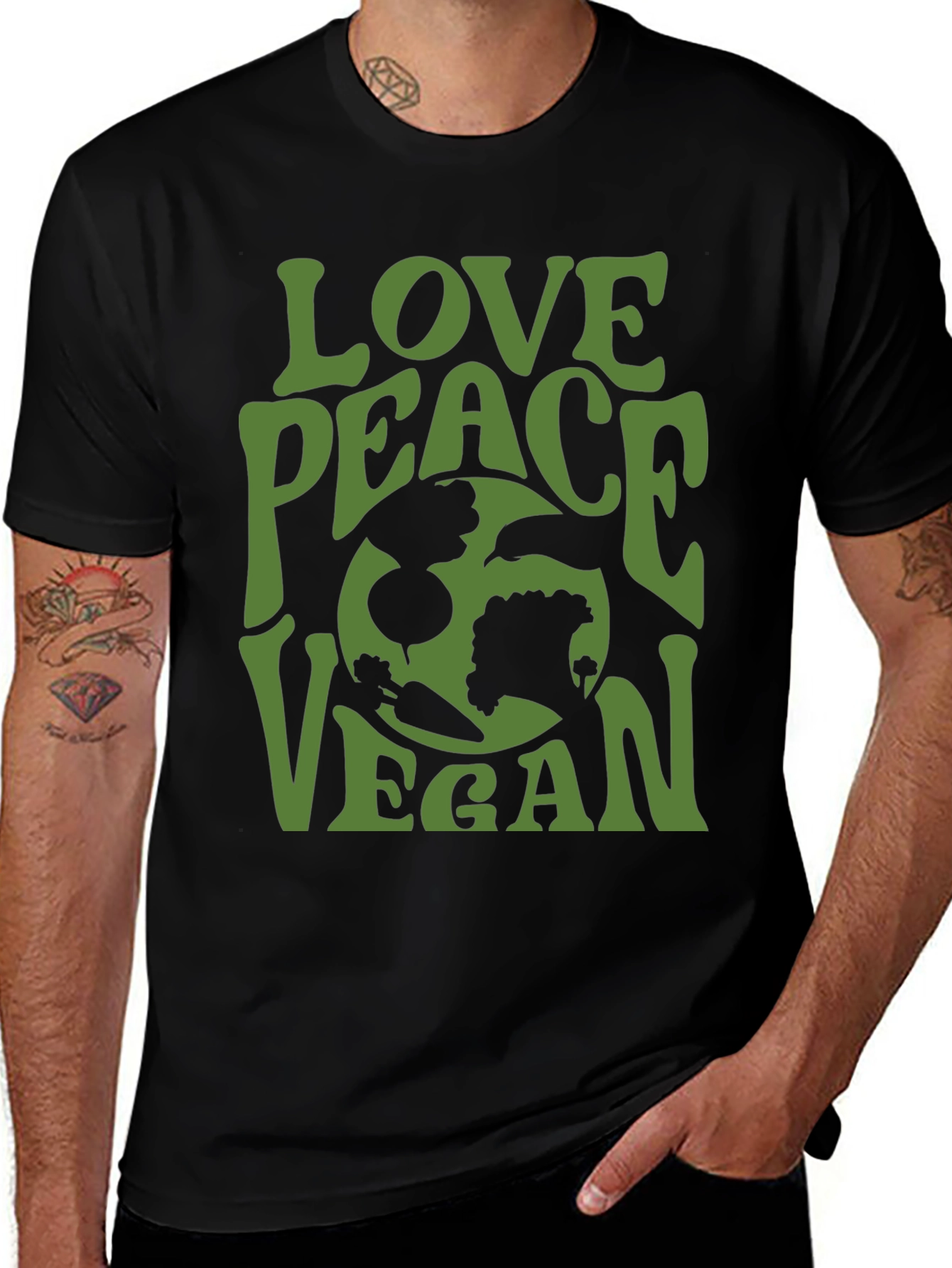 Love Peace Vegan Graphic Tee