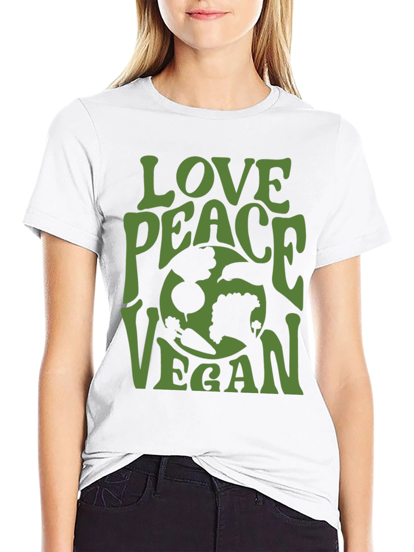 Love Peace Vegan Graphic Tee