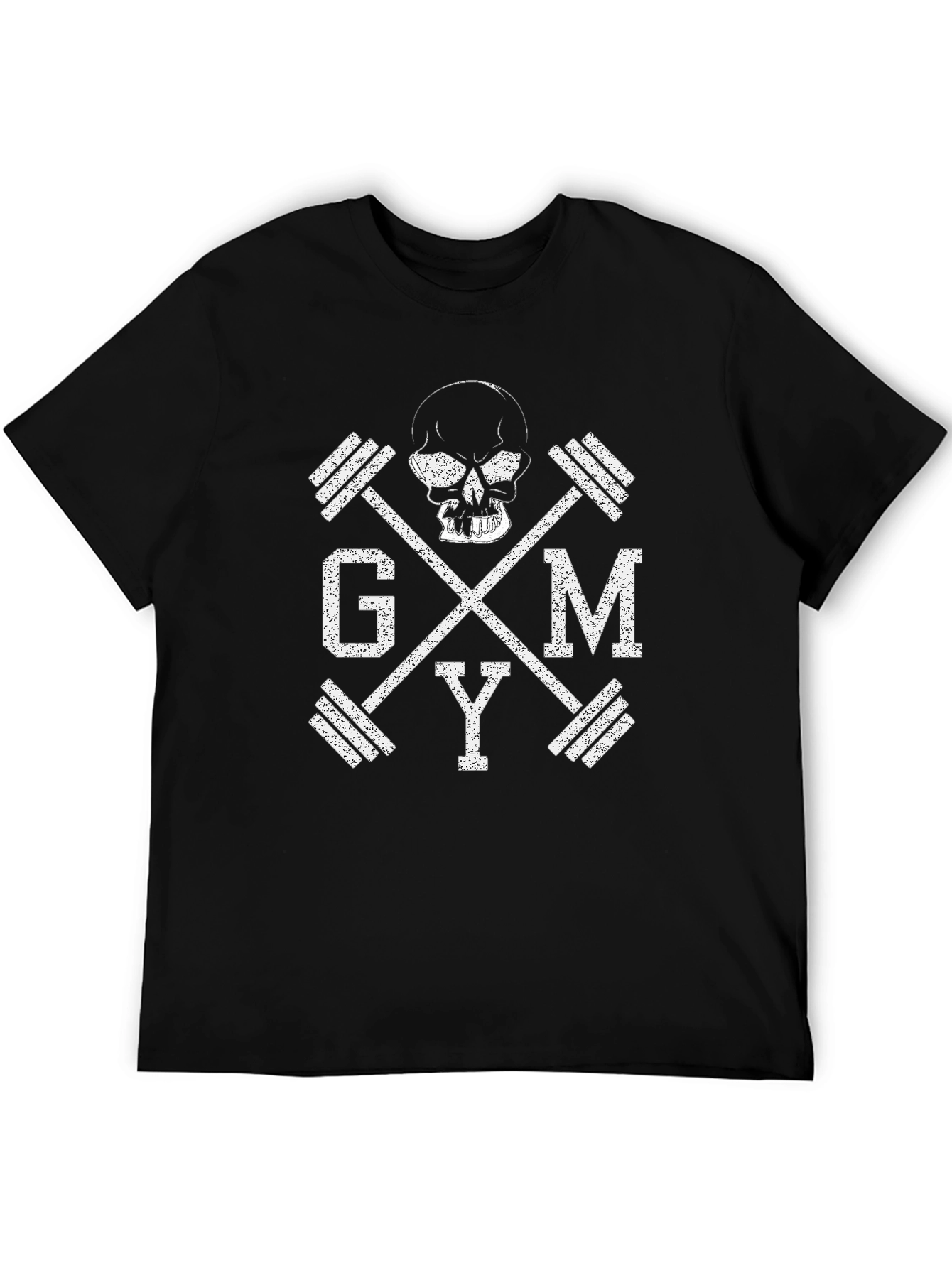 GYM Skull Barbell T-Shirt Workout Apparel