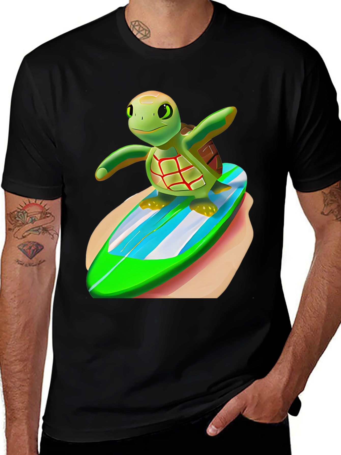 Surfing Turtle Graphic Tee - Cool & Unique Design