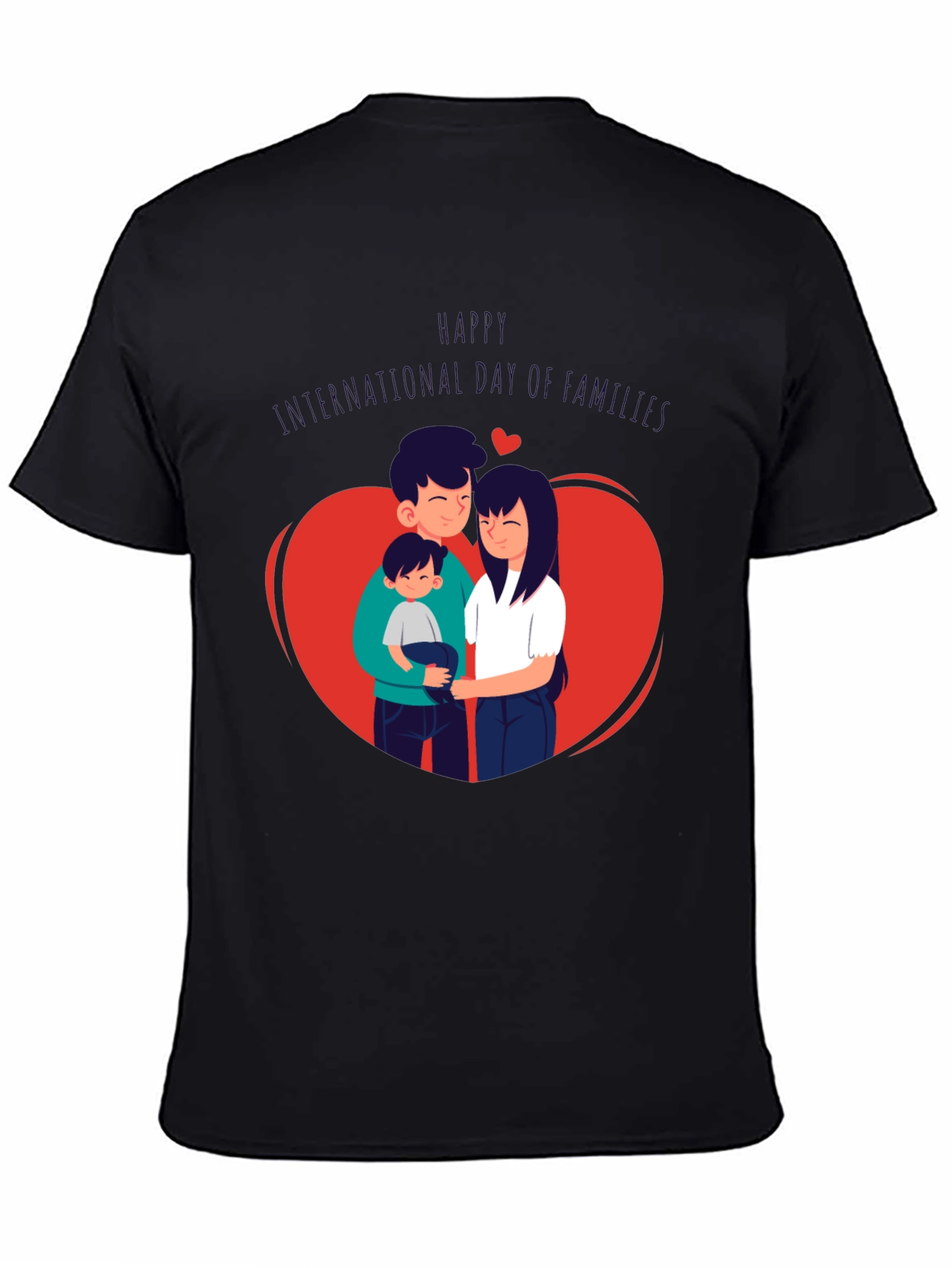 Family Love Graphic Tee - Black Cotton Comfort