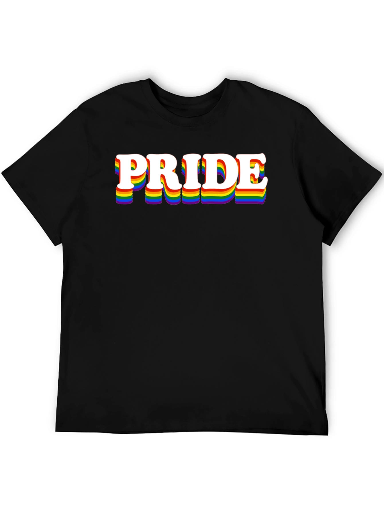 Pride Graphic Tee - Rainbow Text Black Shirt