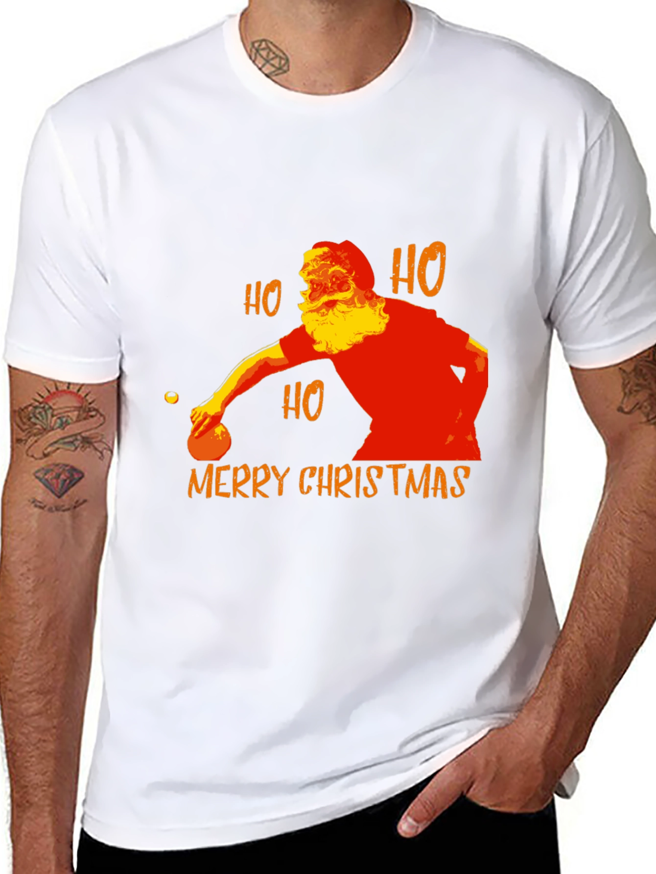 Santa Claus Bowling Merry Christmas T-Shirt