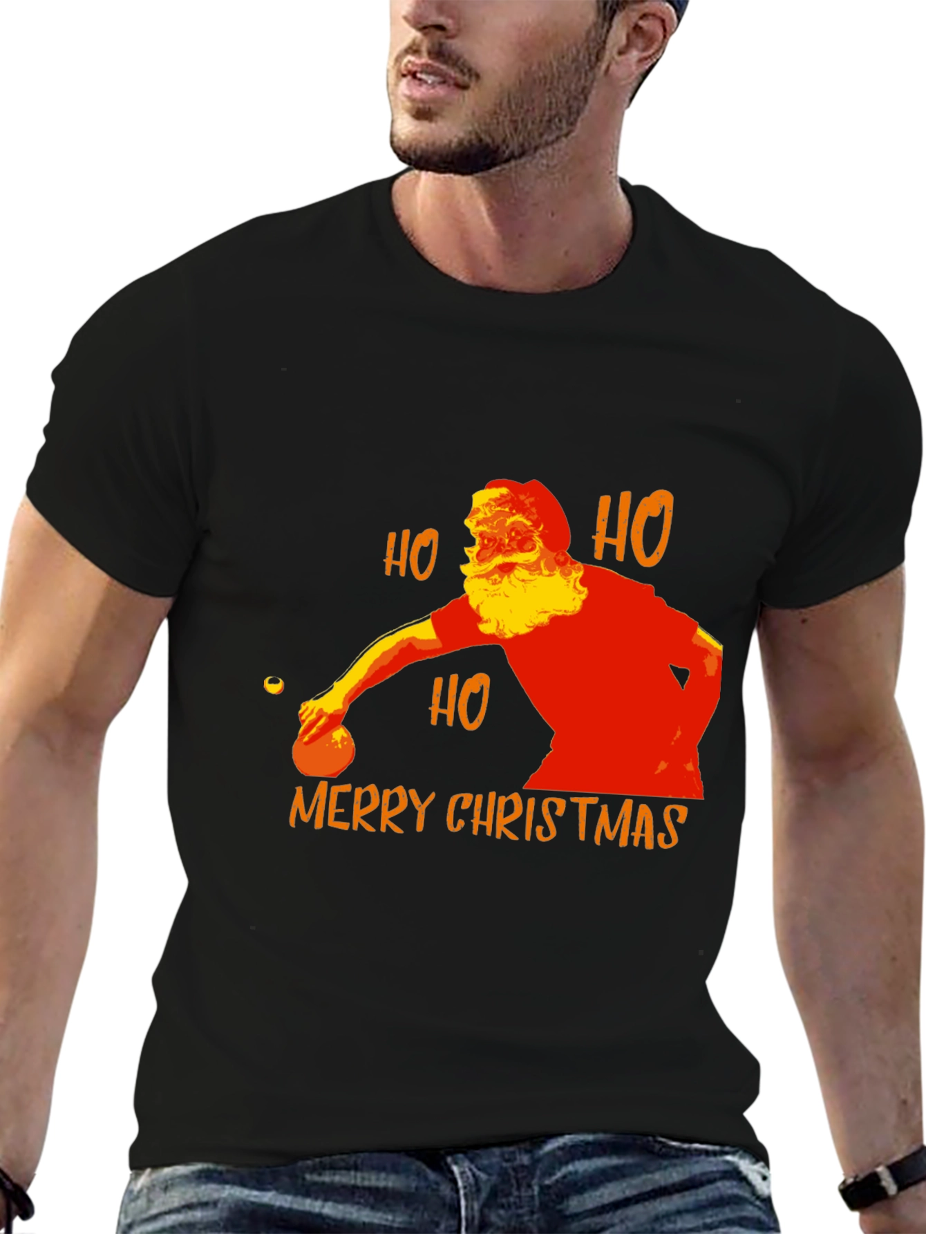 Santa Claus Bowling Merry Christmas T-Shirt