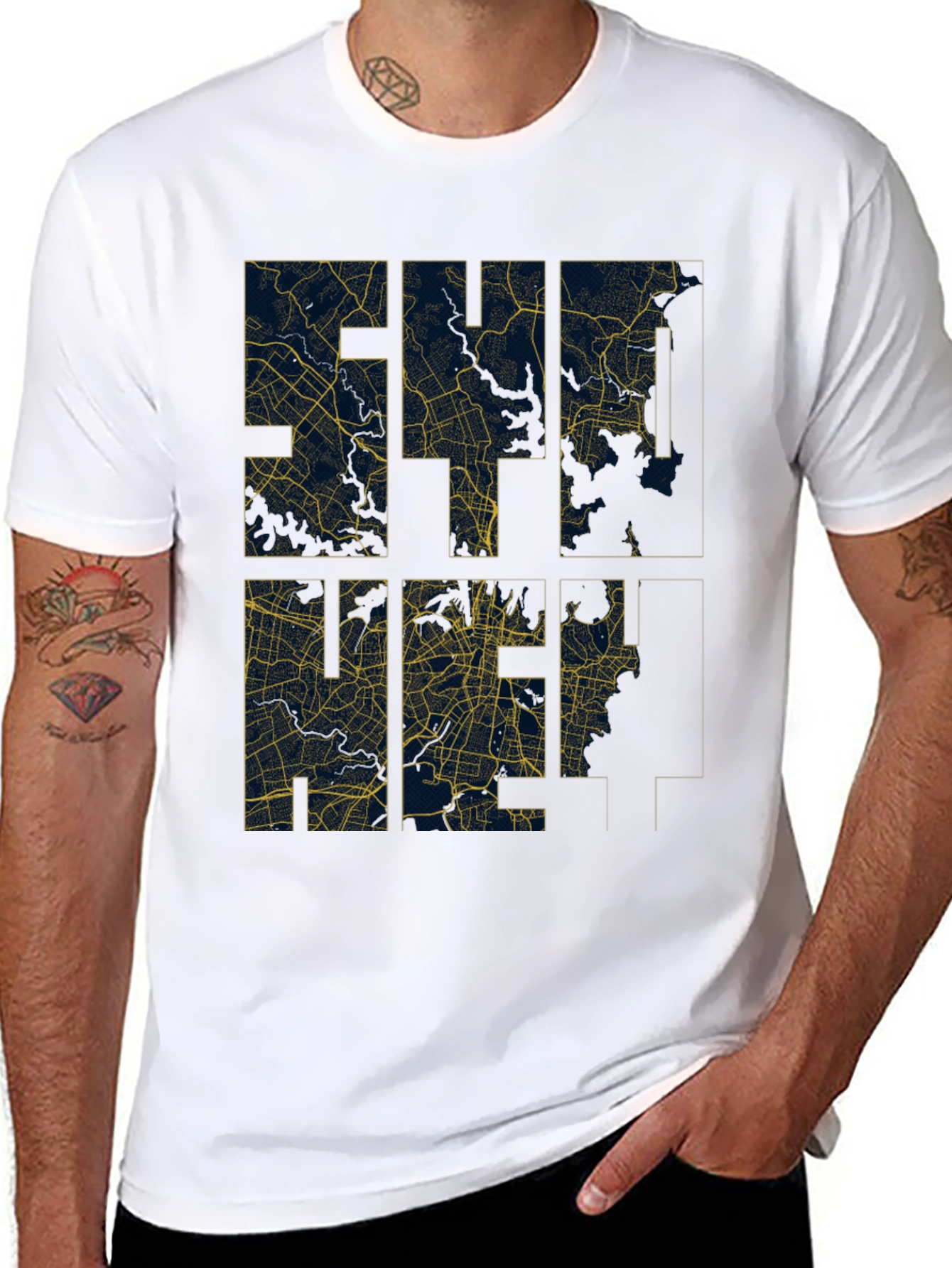 City Map Graphic Tee - Urban Style Black T-Shirt