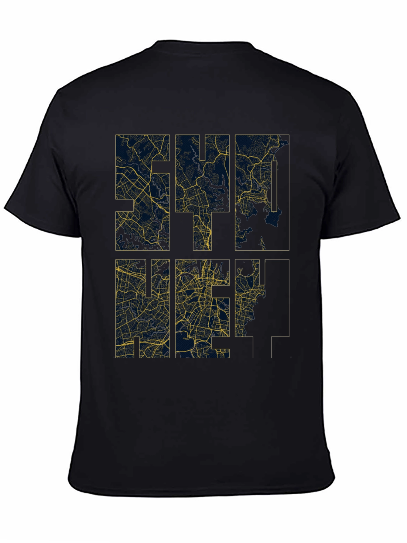 City Map Graphic Tee - Urban Style Black T-Shirt