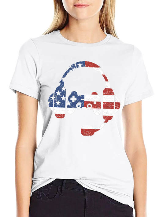 American Flag Gamer T-Shirt - Patriotic Gaming Tee