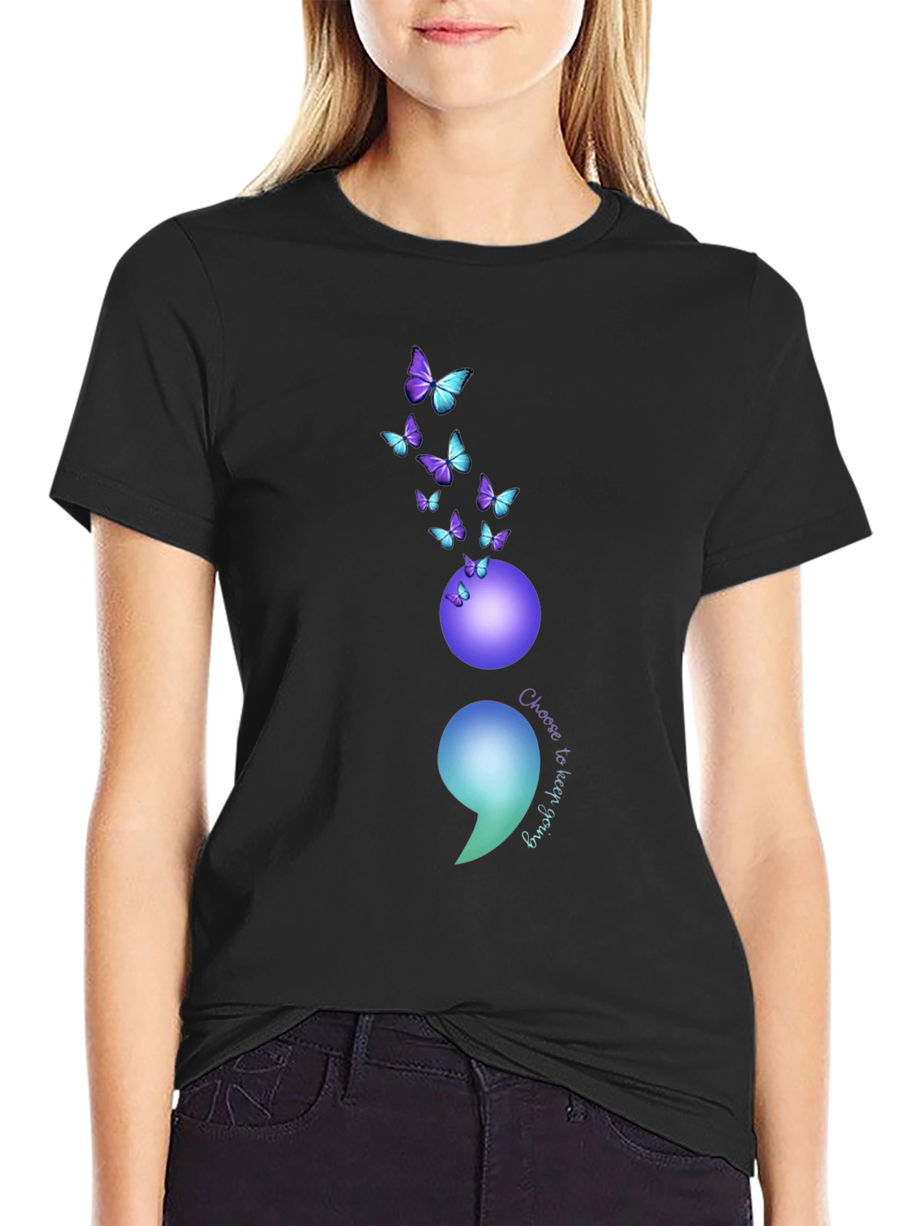 Semicolon Butterfly Graphic Tee