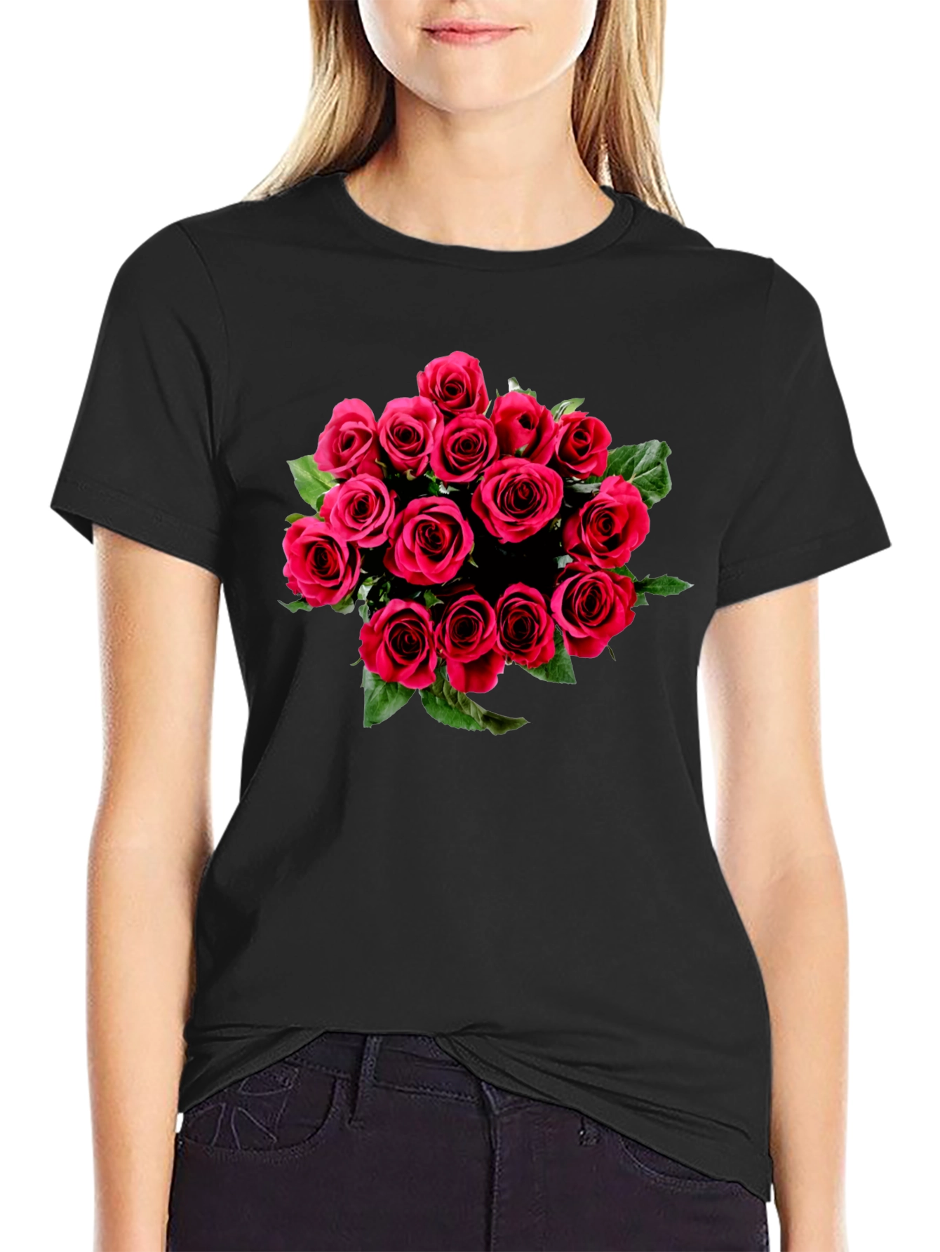Roses Graphic Black T-Shirt