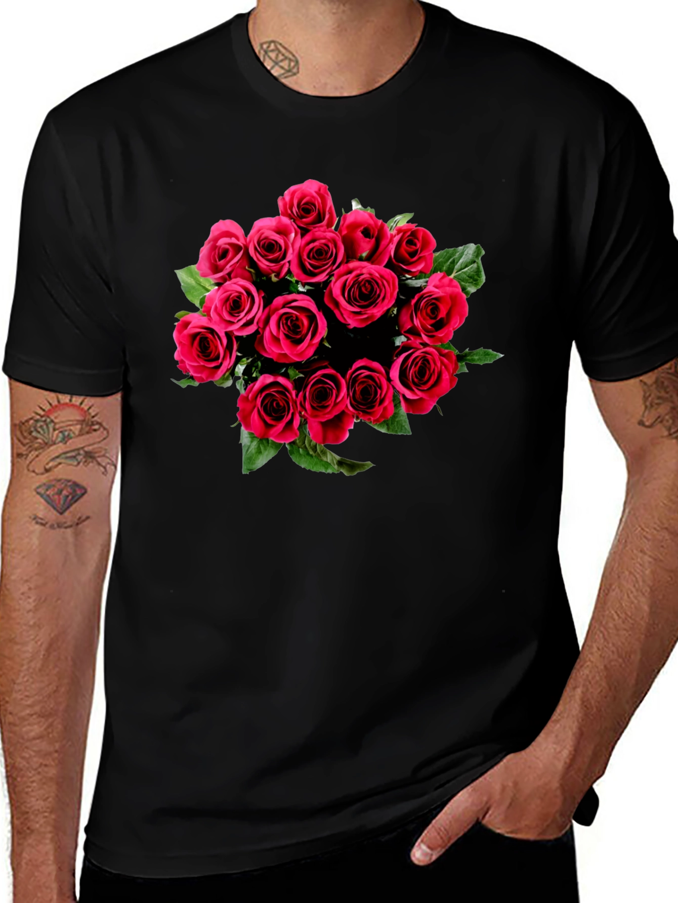 Roses Graphic Black T-Shirt