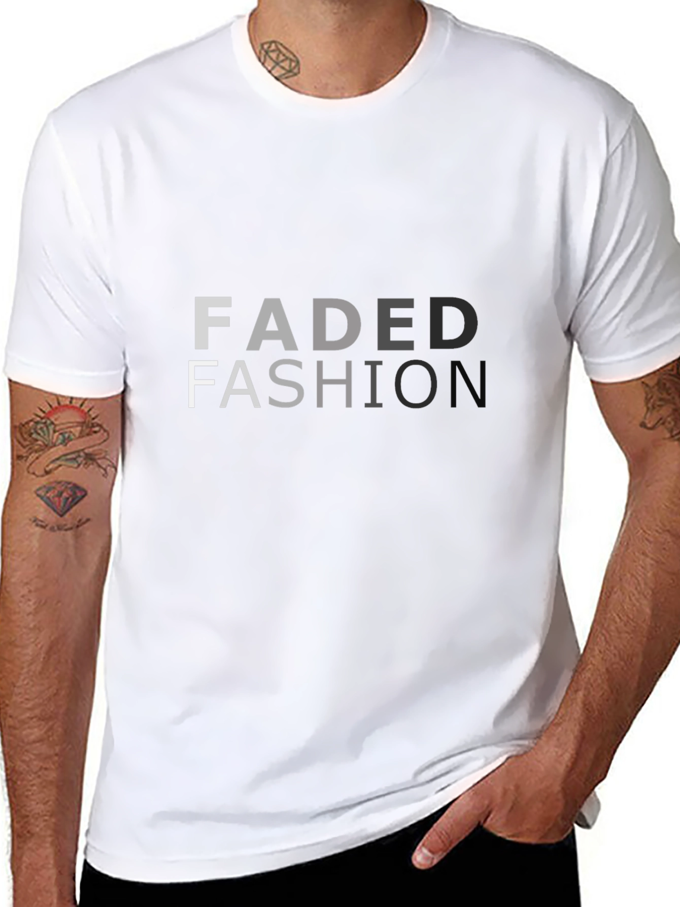 Faded Fashion Graphic Print Black T-Shirt