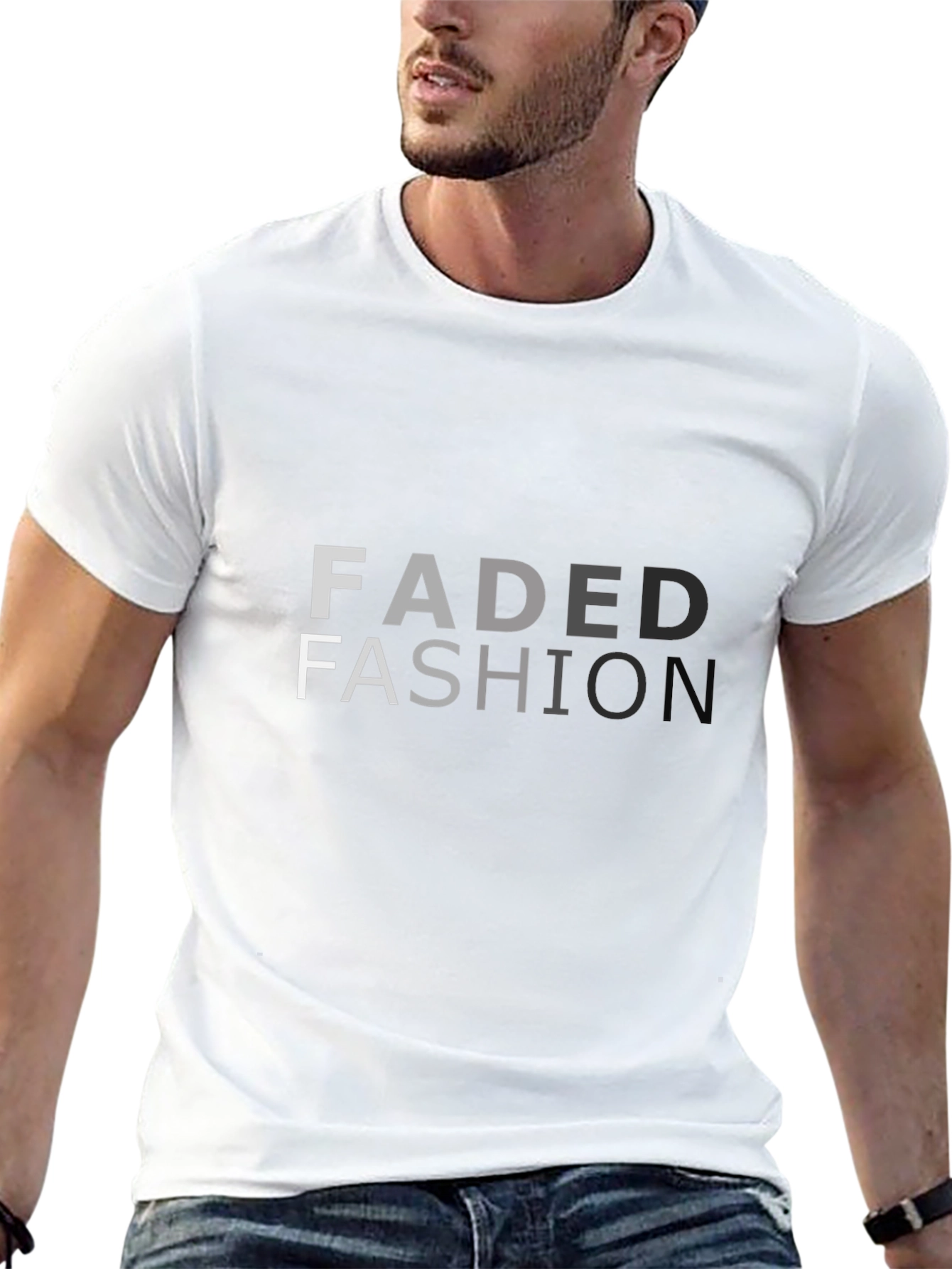 Faded Fashion Graphic Print Black T-Shirt