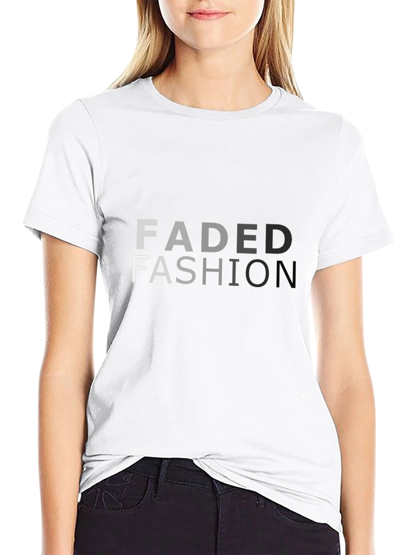 Faded Fashion Graphic Print Black T-Shirt