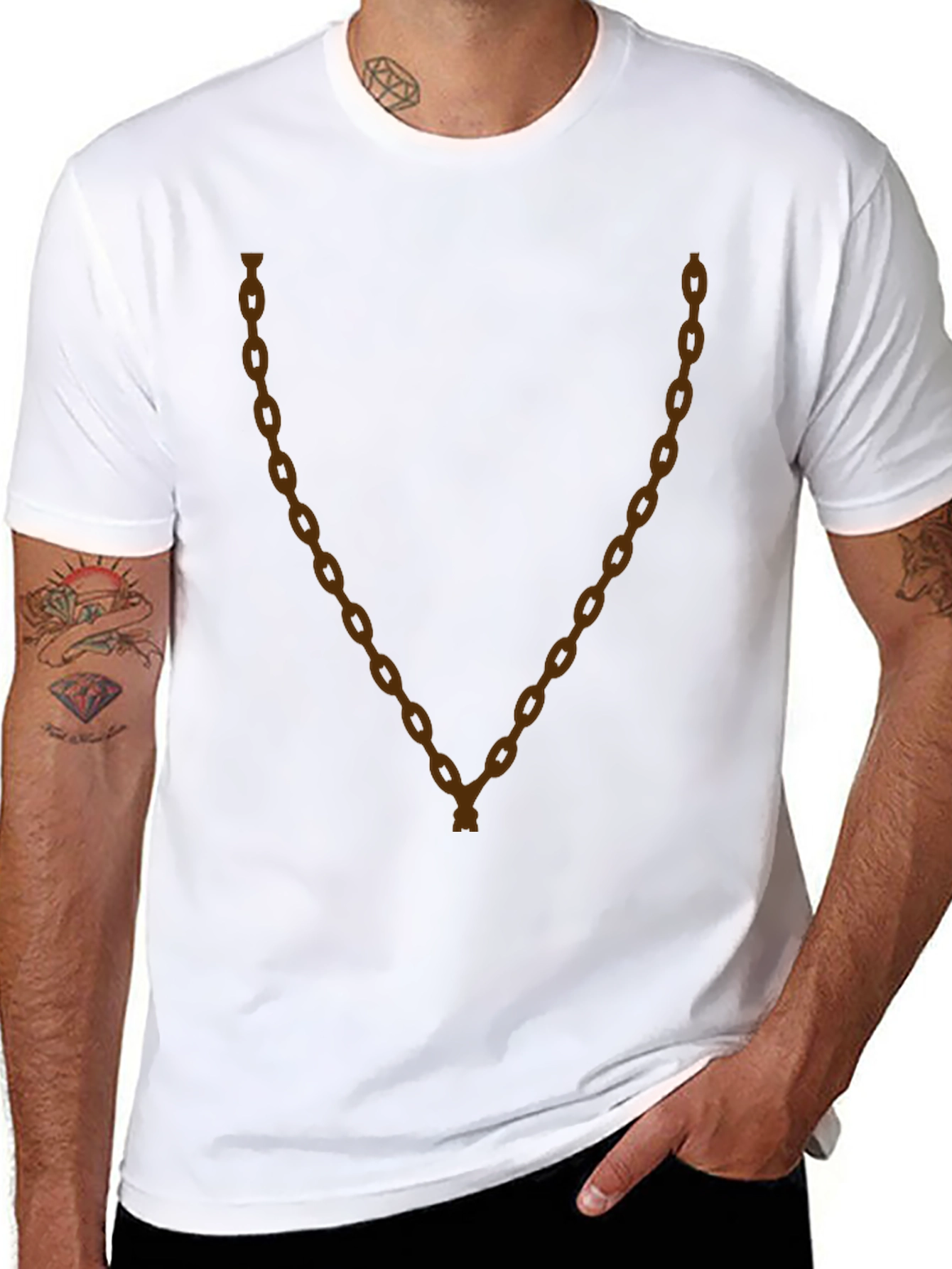 Mens Graphic Tee - Chain Design - Casual Style