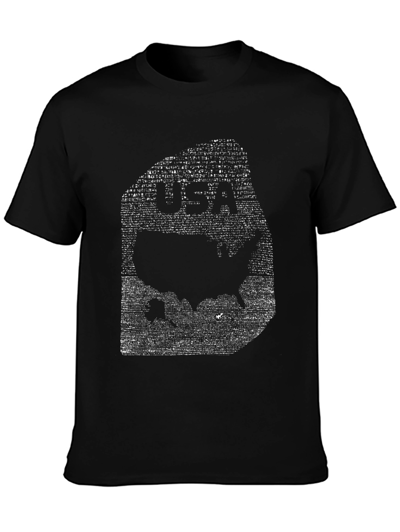 USA Map Word Art Black T-Shirt