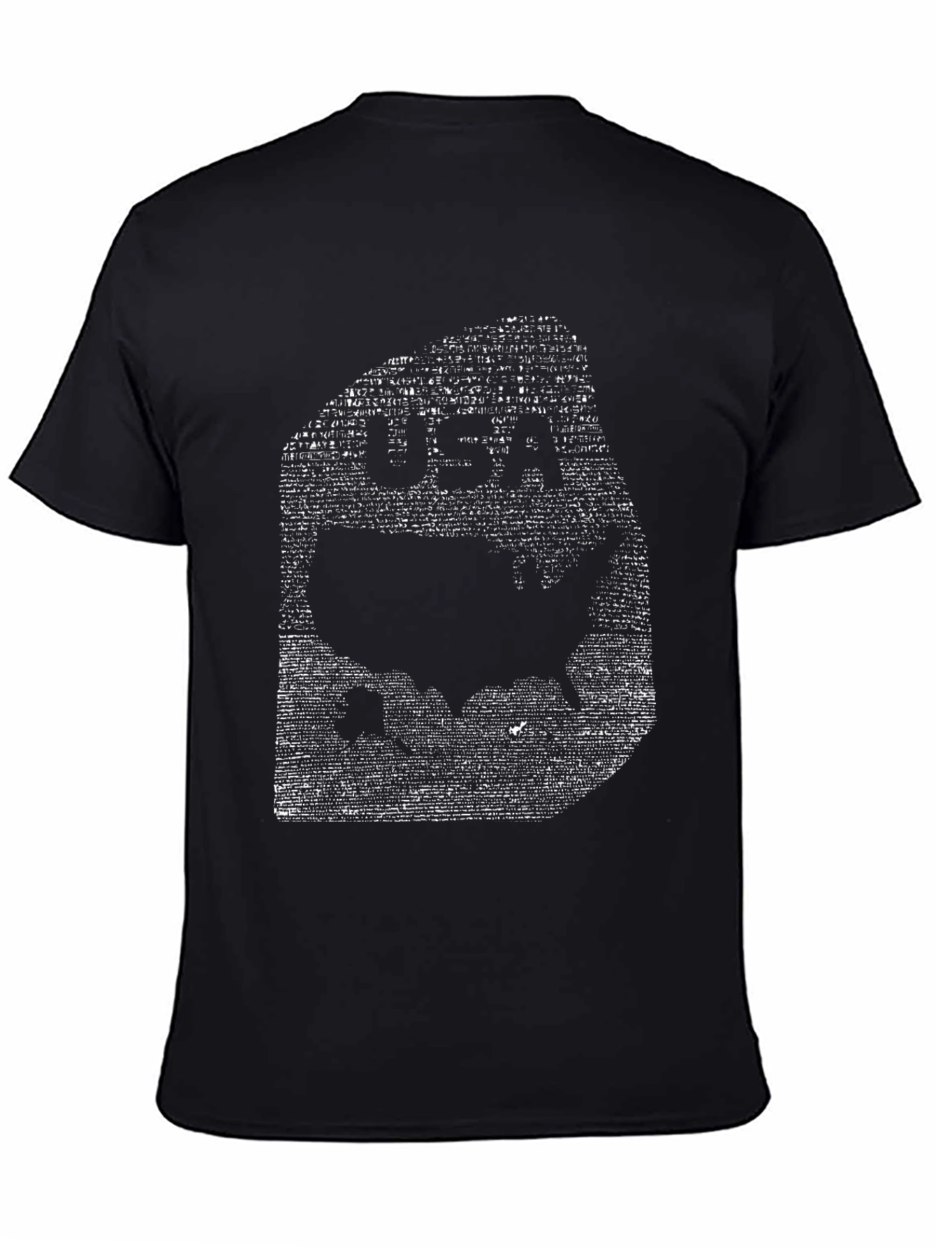 USA Map Word Art Black T-Shirt