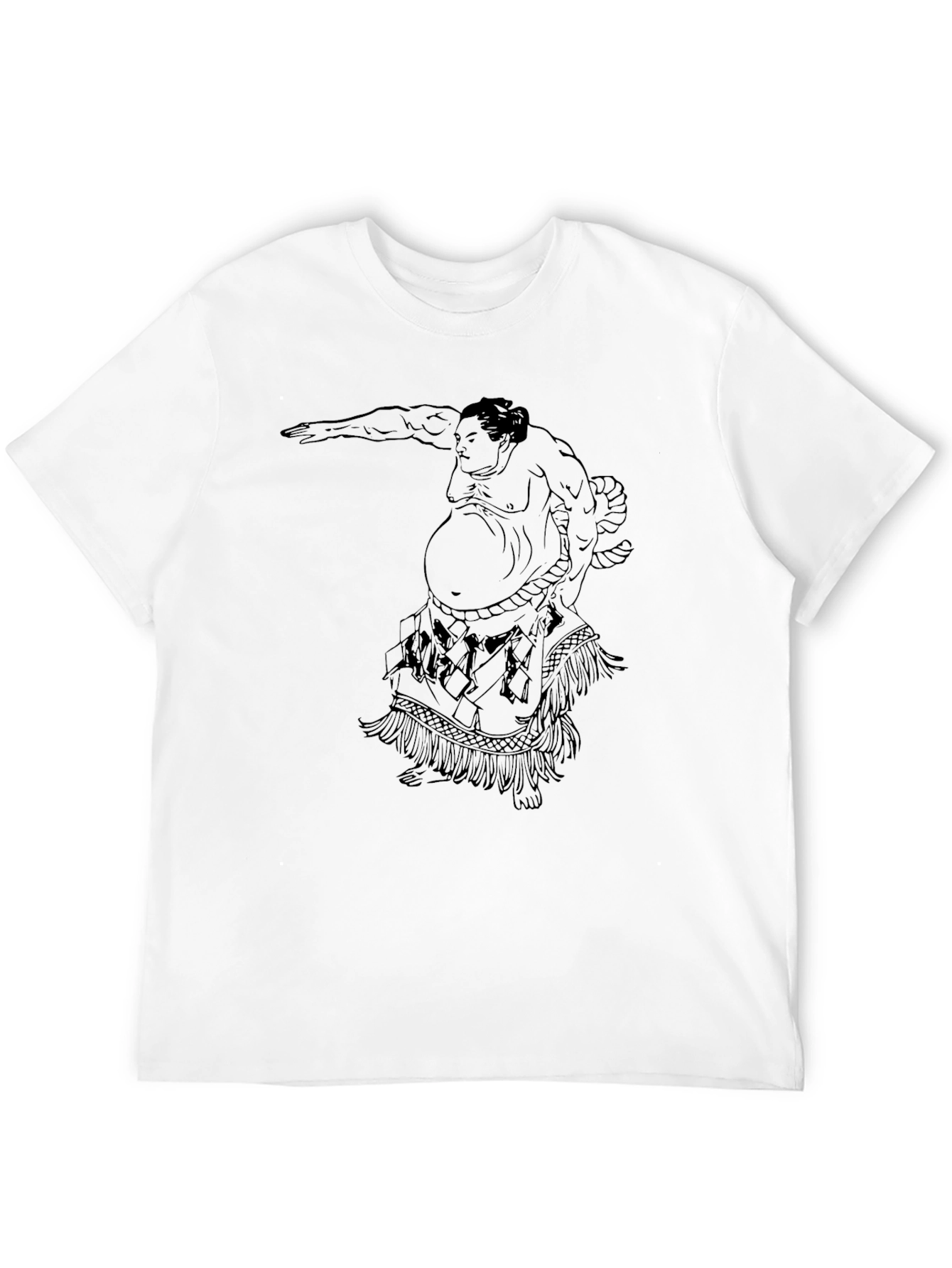 Sumo Wrestler Graphic Print Tee - Black
