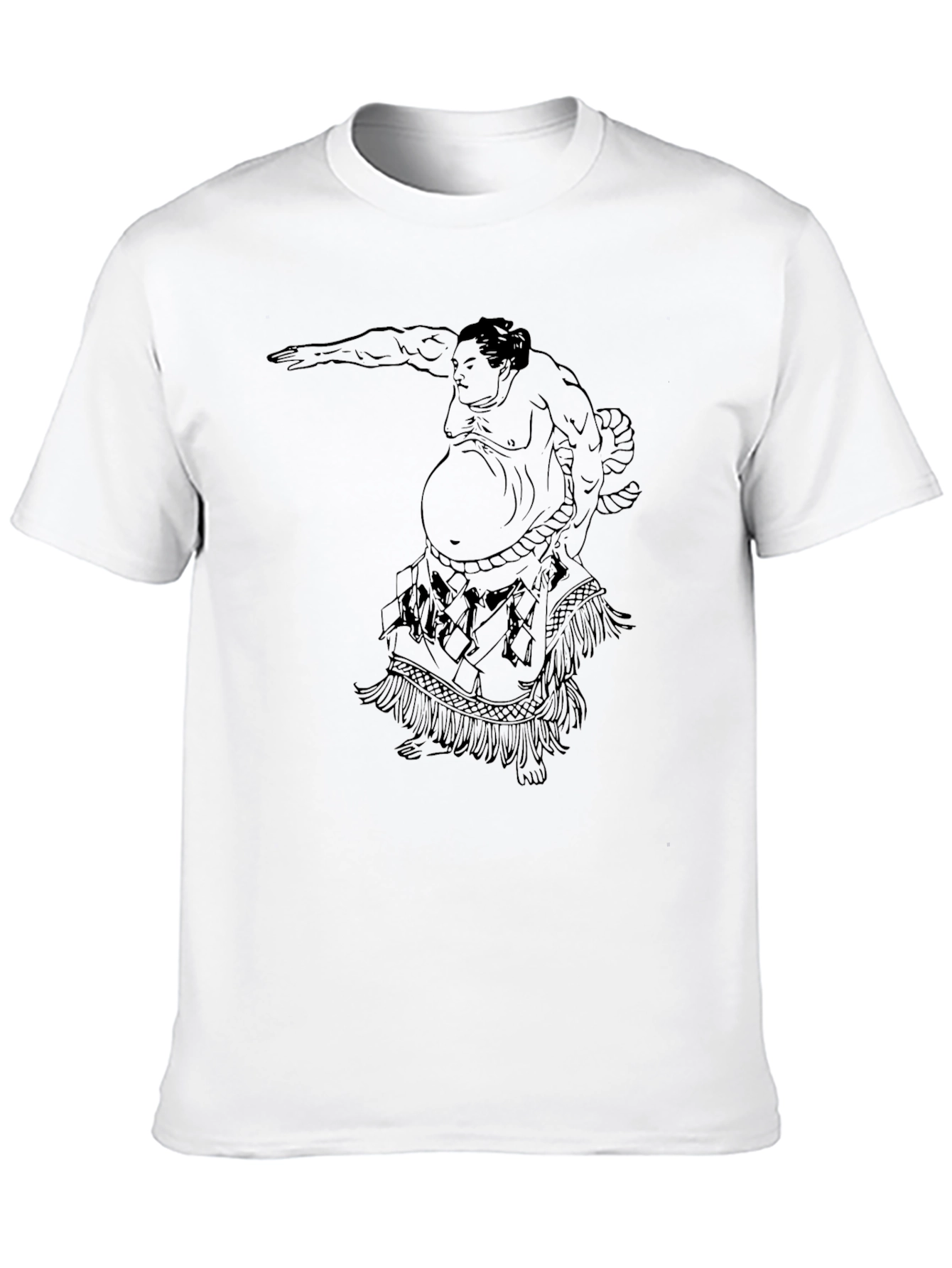 Sumo Wrestler Graphic Print Tee - Black