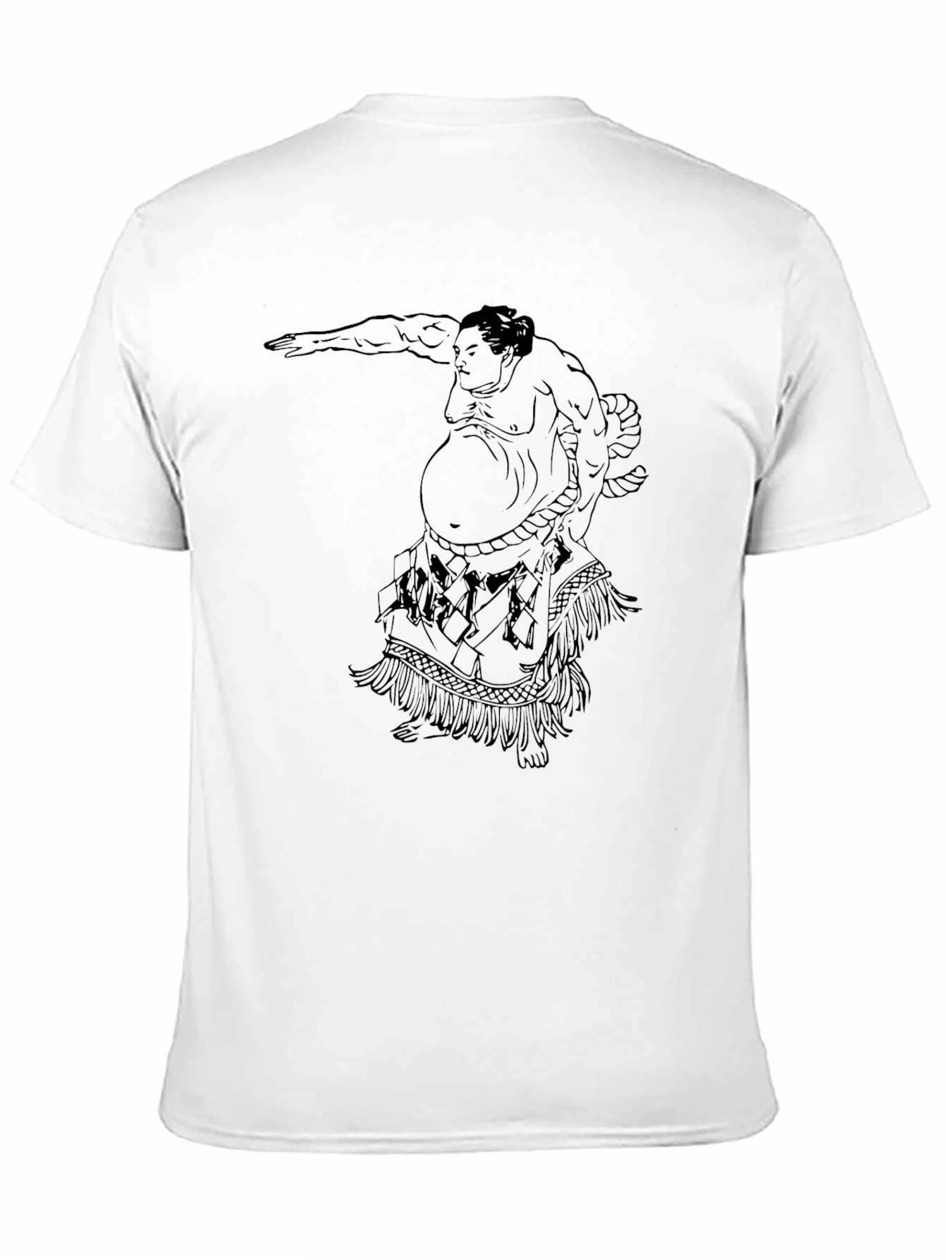 Sumo Wrestler Graphic Print Tee - Black
