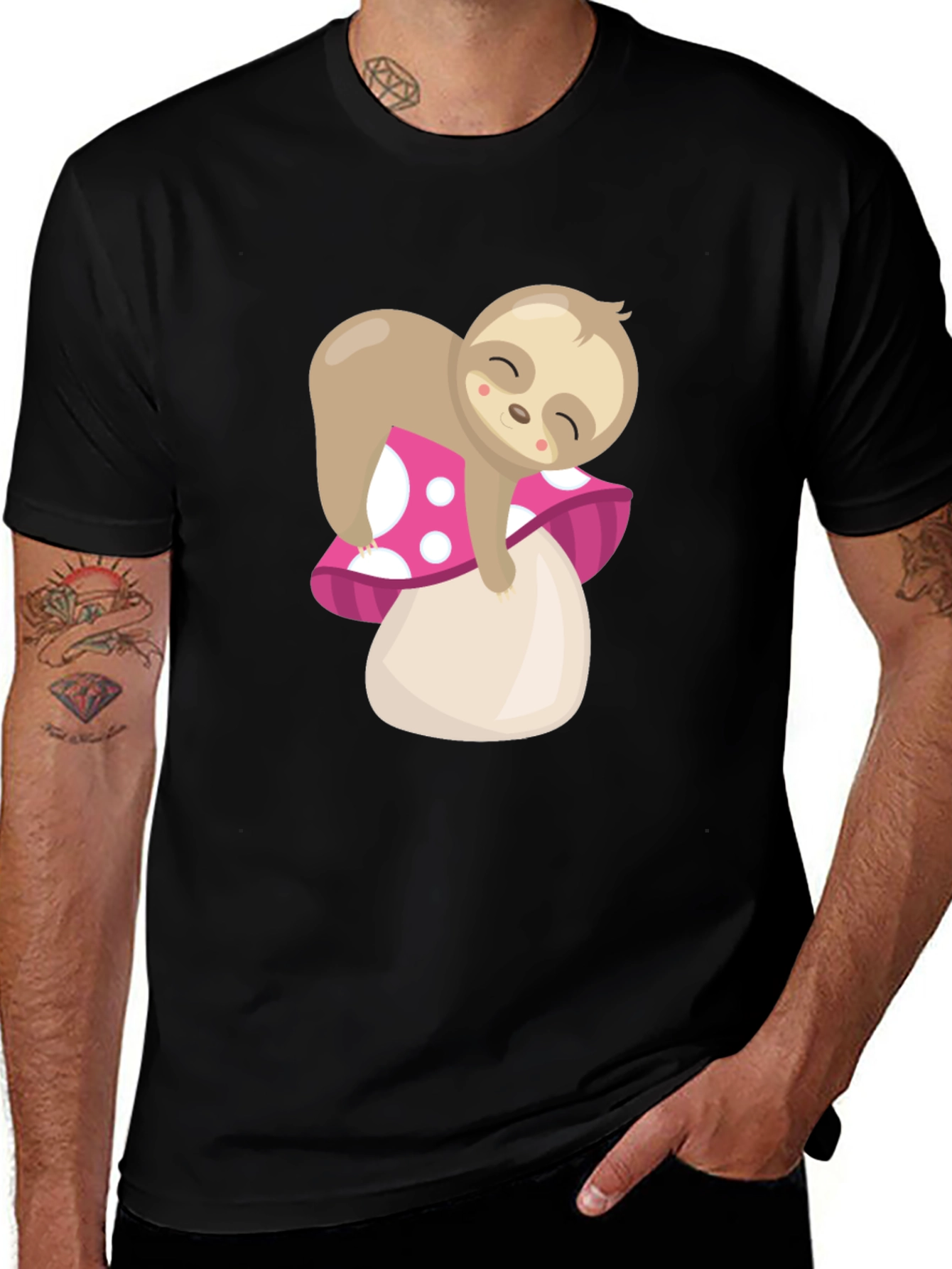 Sloth on Mushroom Graphic Tee