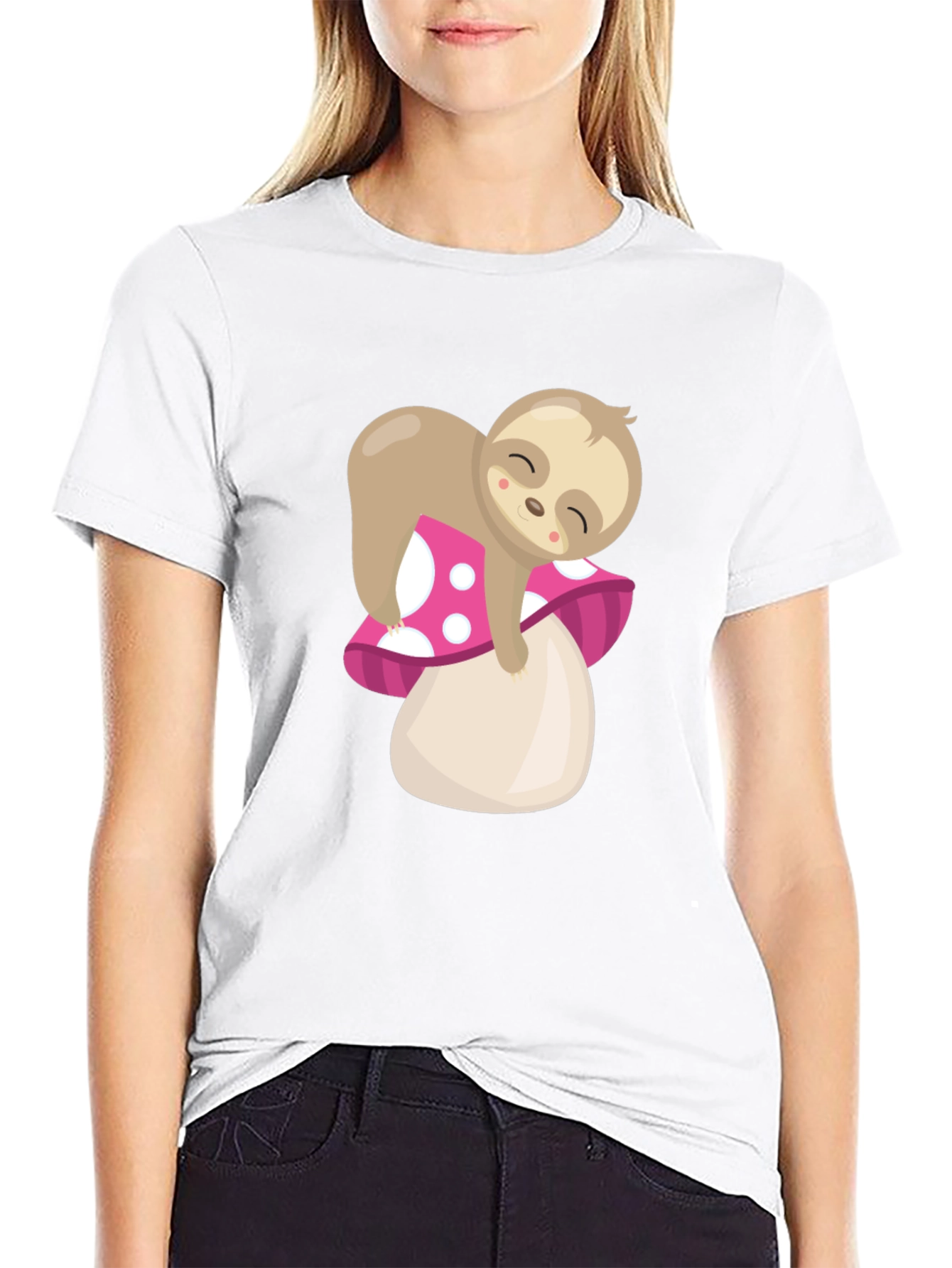 Sloth on Mushroom Graphic Tee