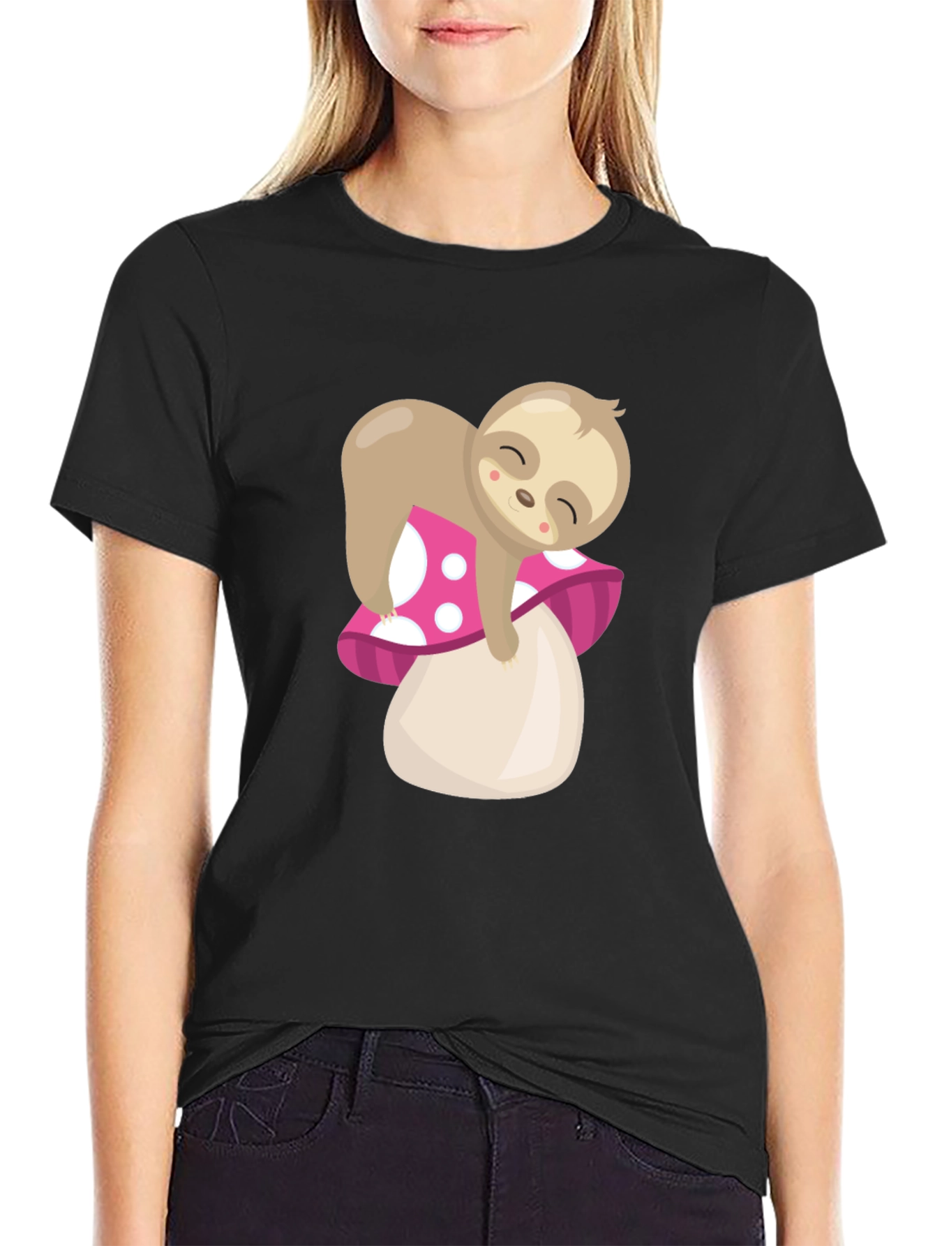 Sloth on Mushroom Graphic Tee