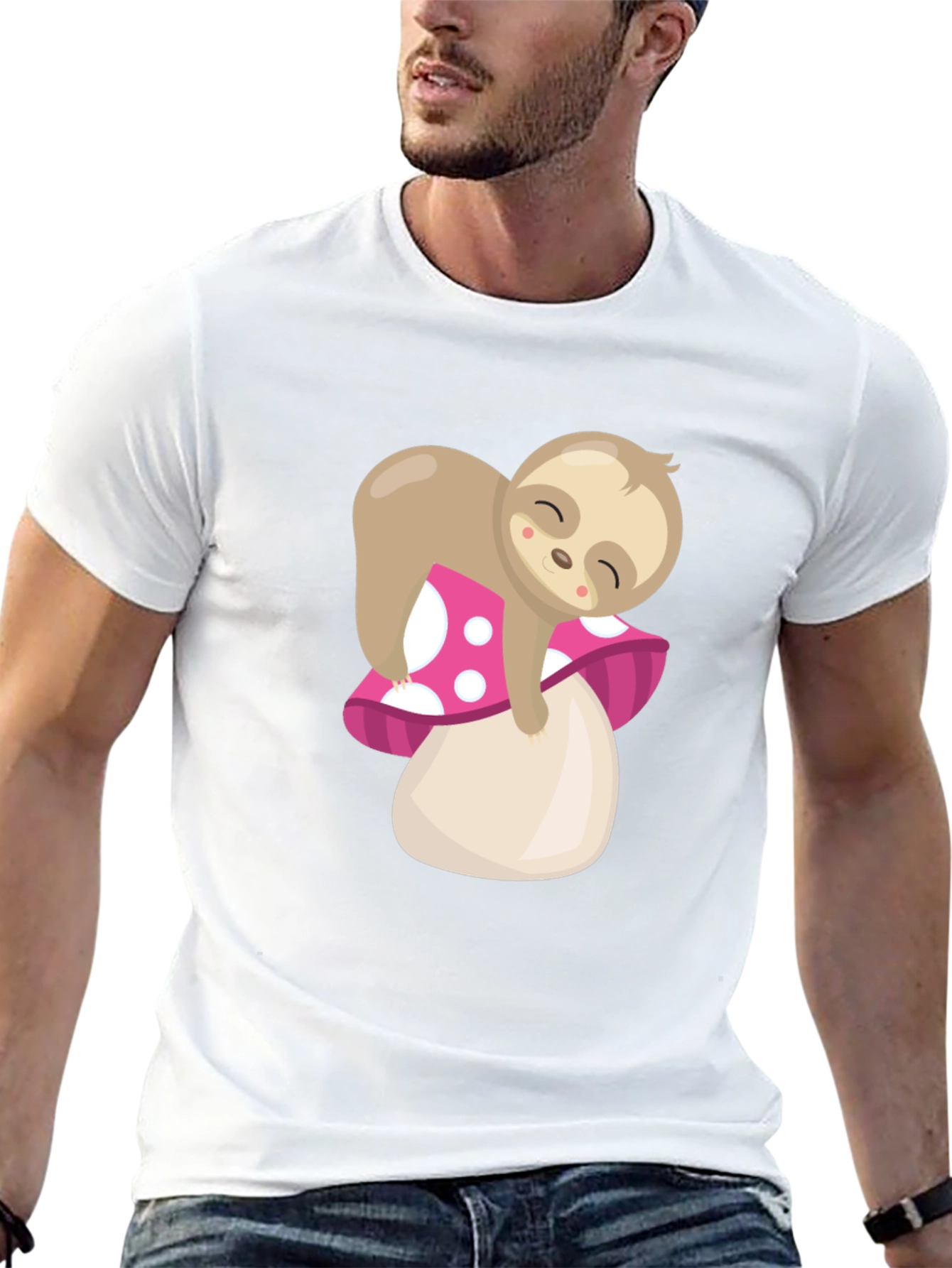 Sloth on Mushroom Graphic Tee