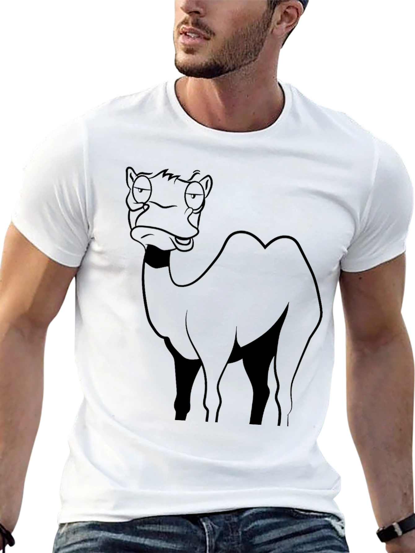 Funny Camel Cartoon Black T-Shirt