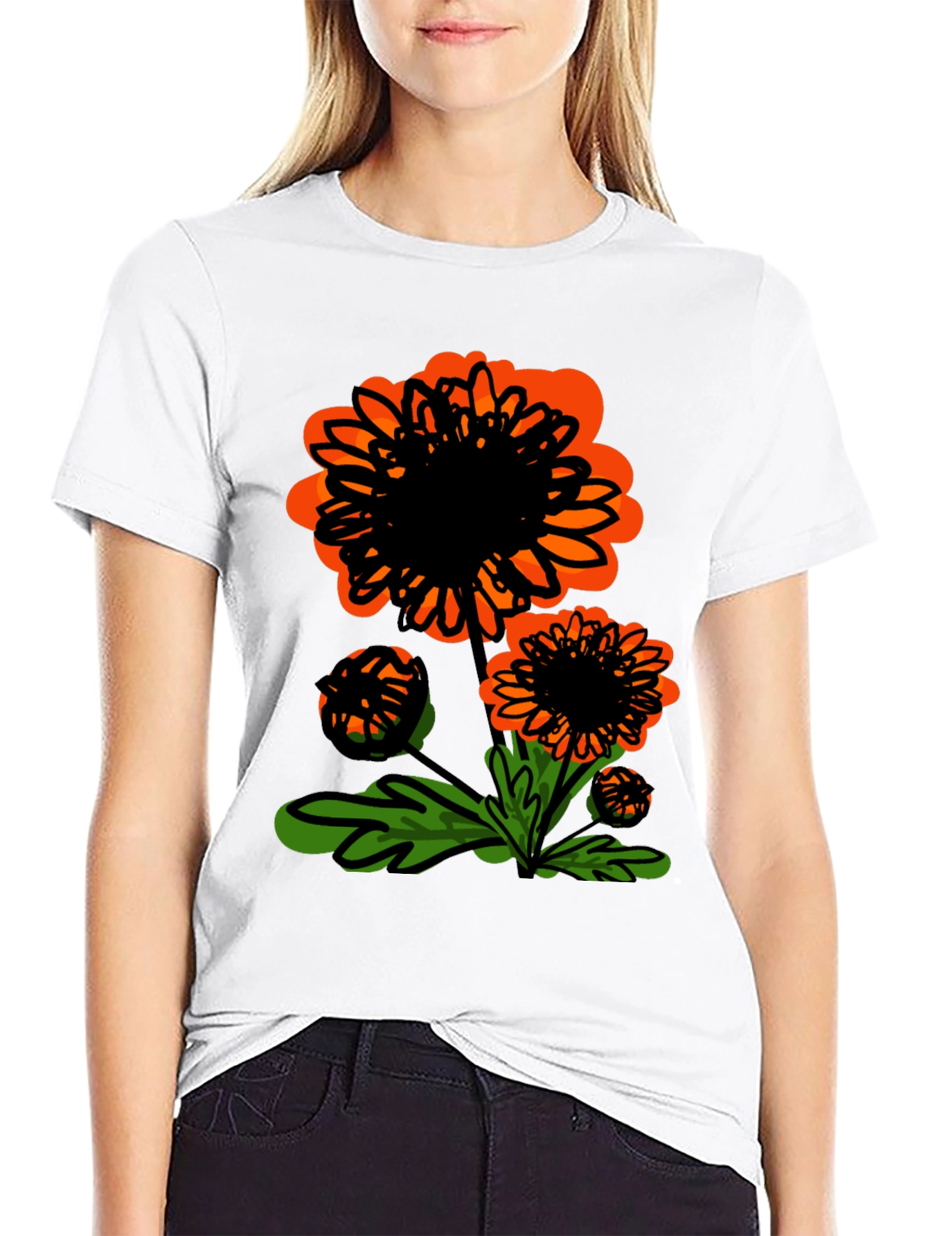 Floral Graphic Tee - Black