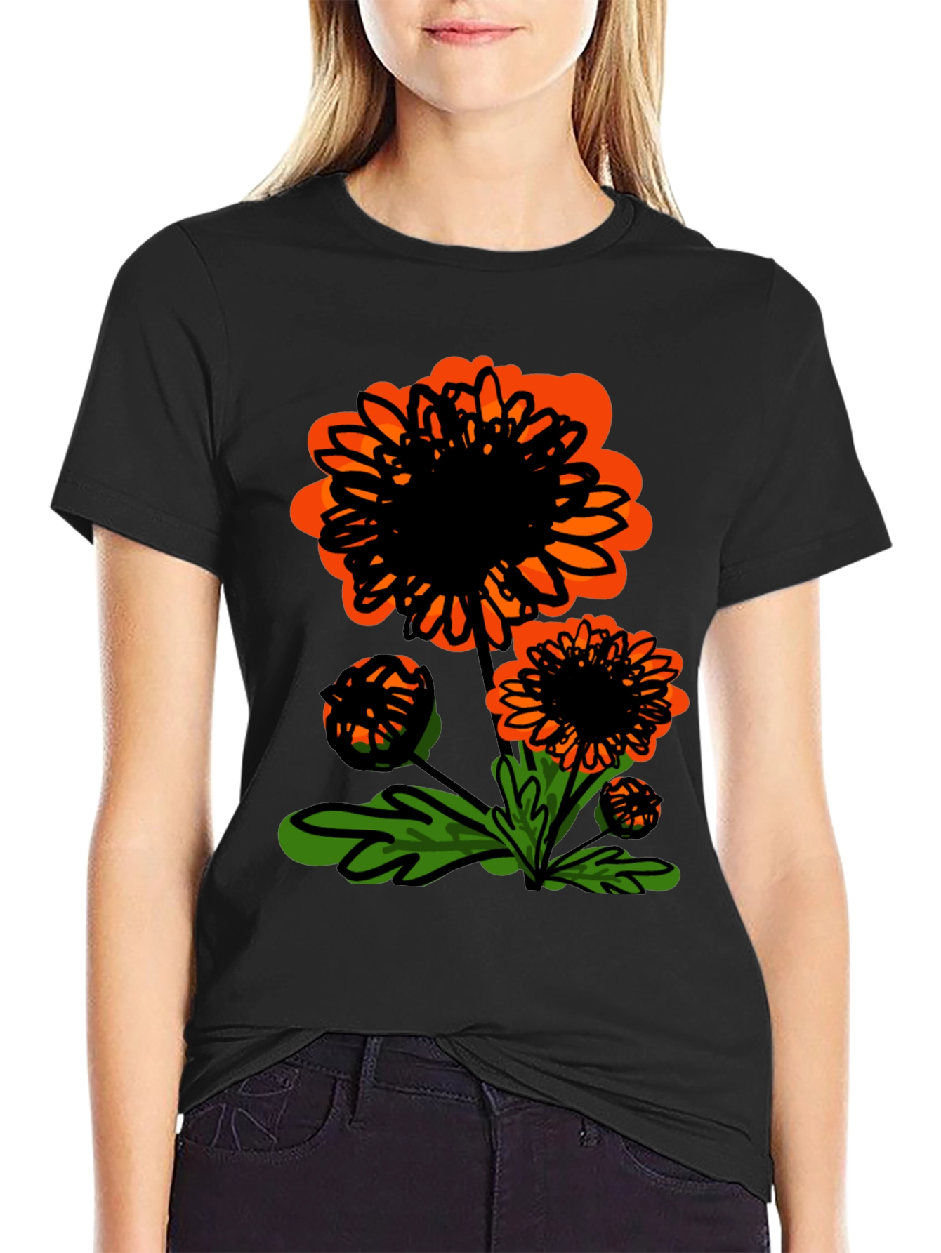 Floral Graphic Tee - Black