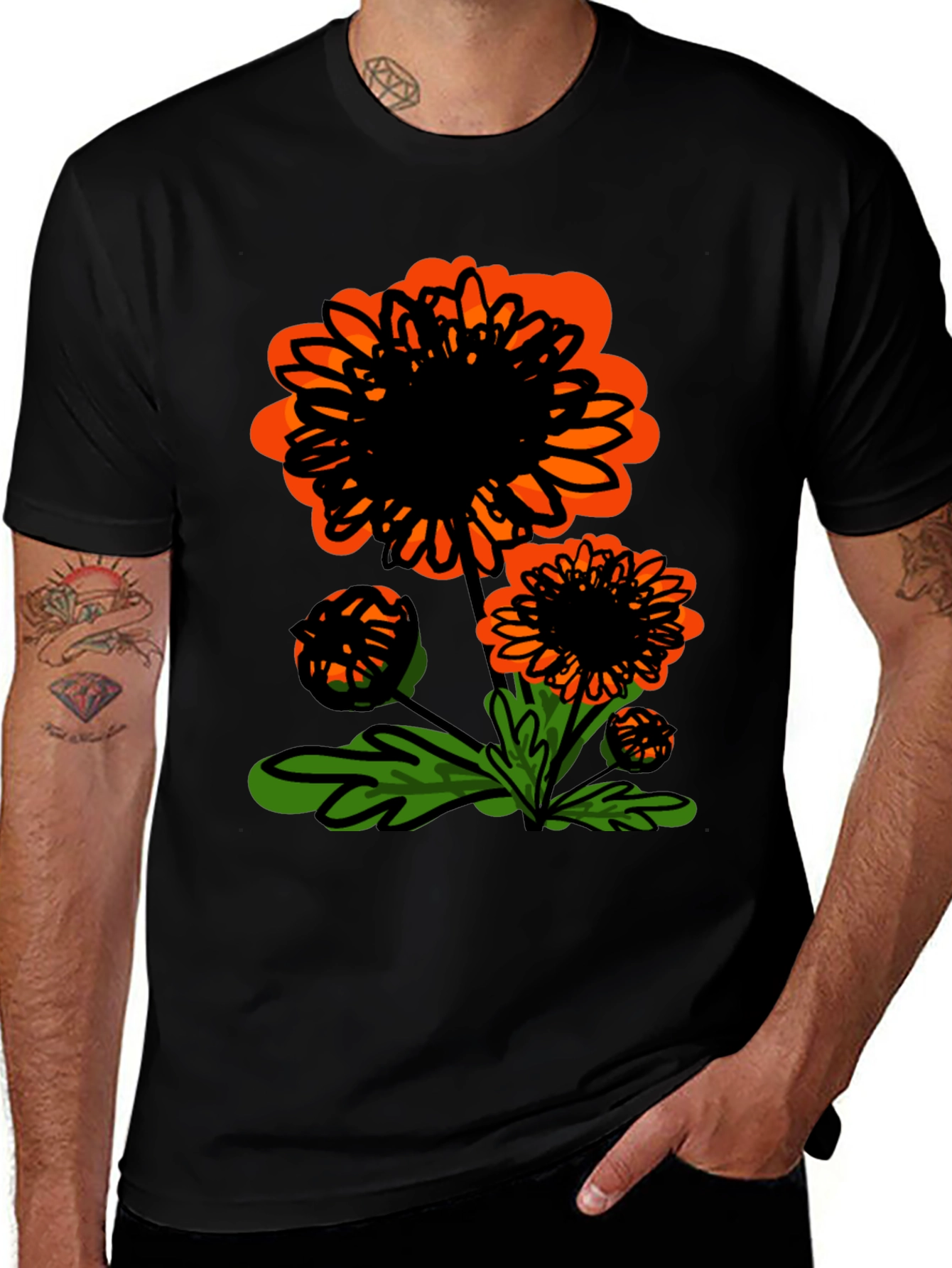 Floral Graphic Tee - Black