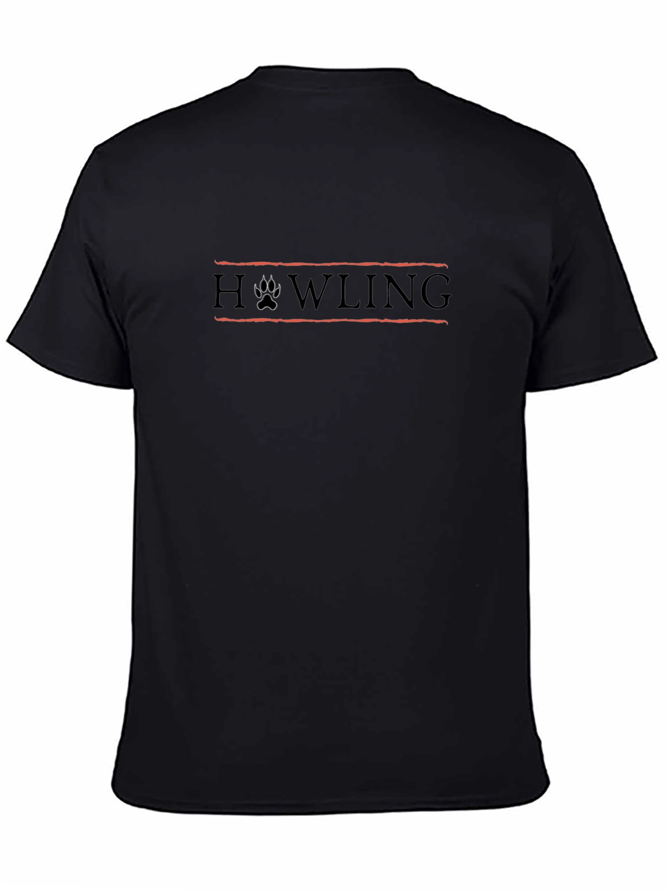 Howling Paw Print Black T-Shirt
