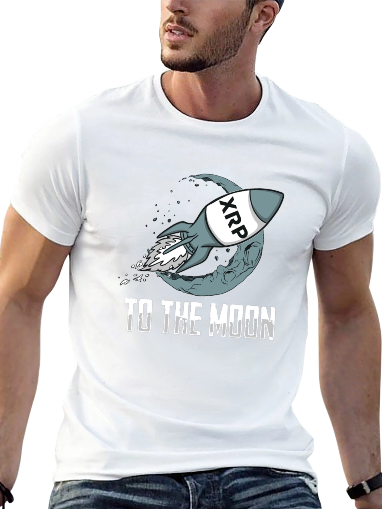 XRP Rocket to the Moon Black T-Shirt