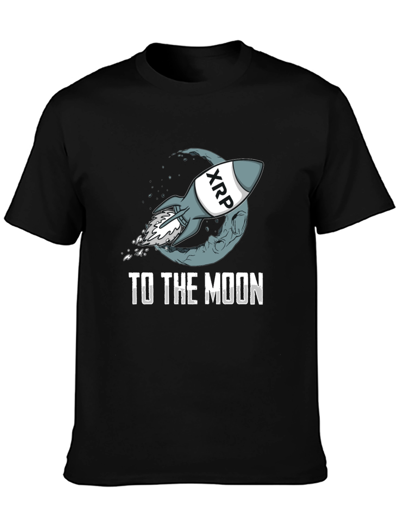 XRP Rocket to the Moon Black T-Shirt