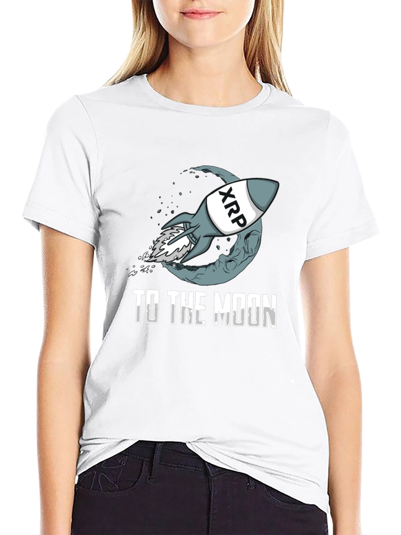 XRP Rocket to the Moon Black T-Shirt