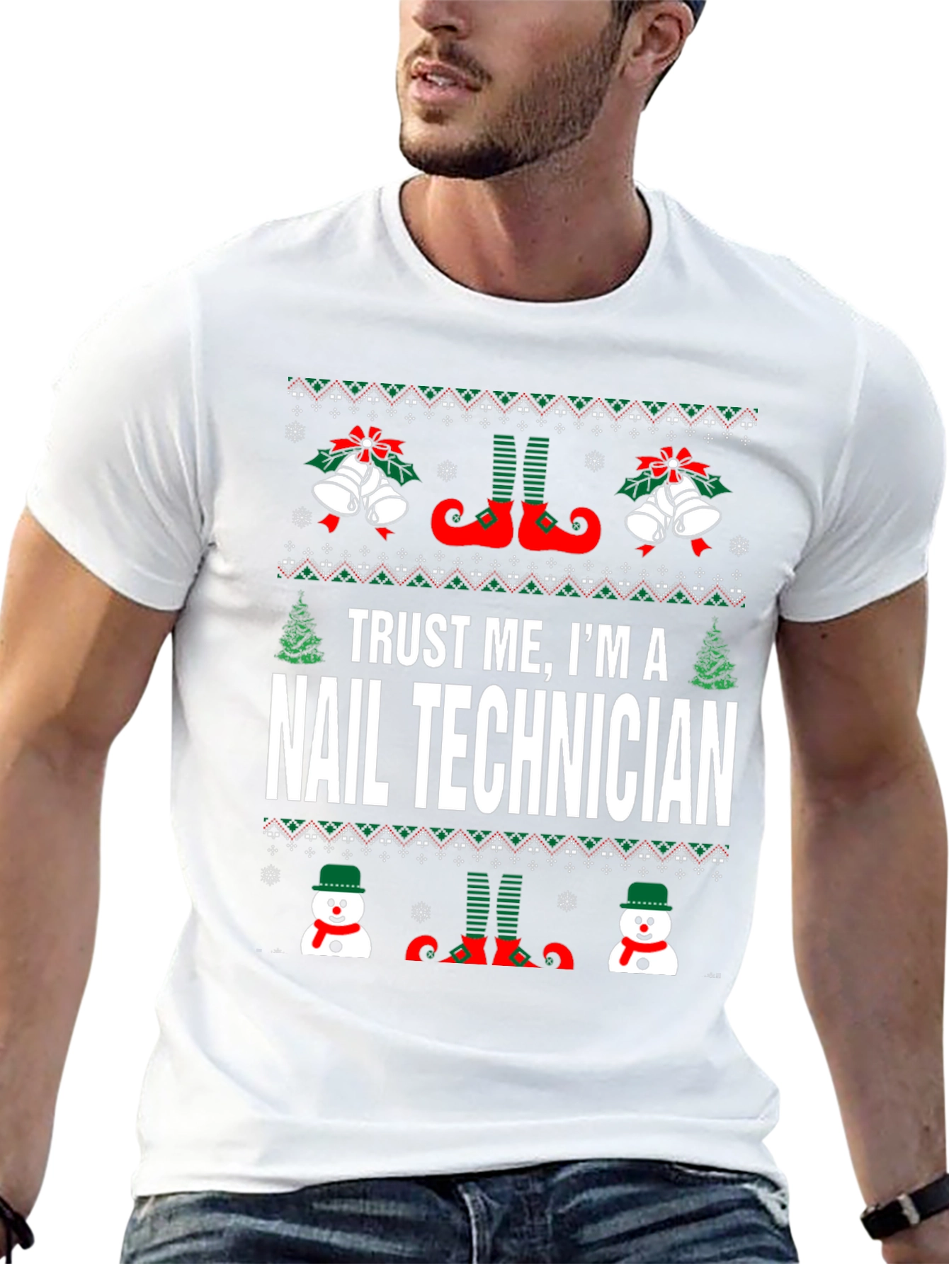 Nail Technician Ugly Christmas T-Shirt