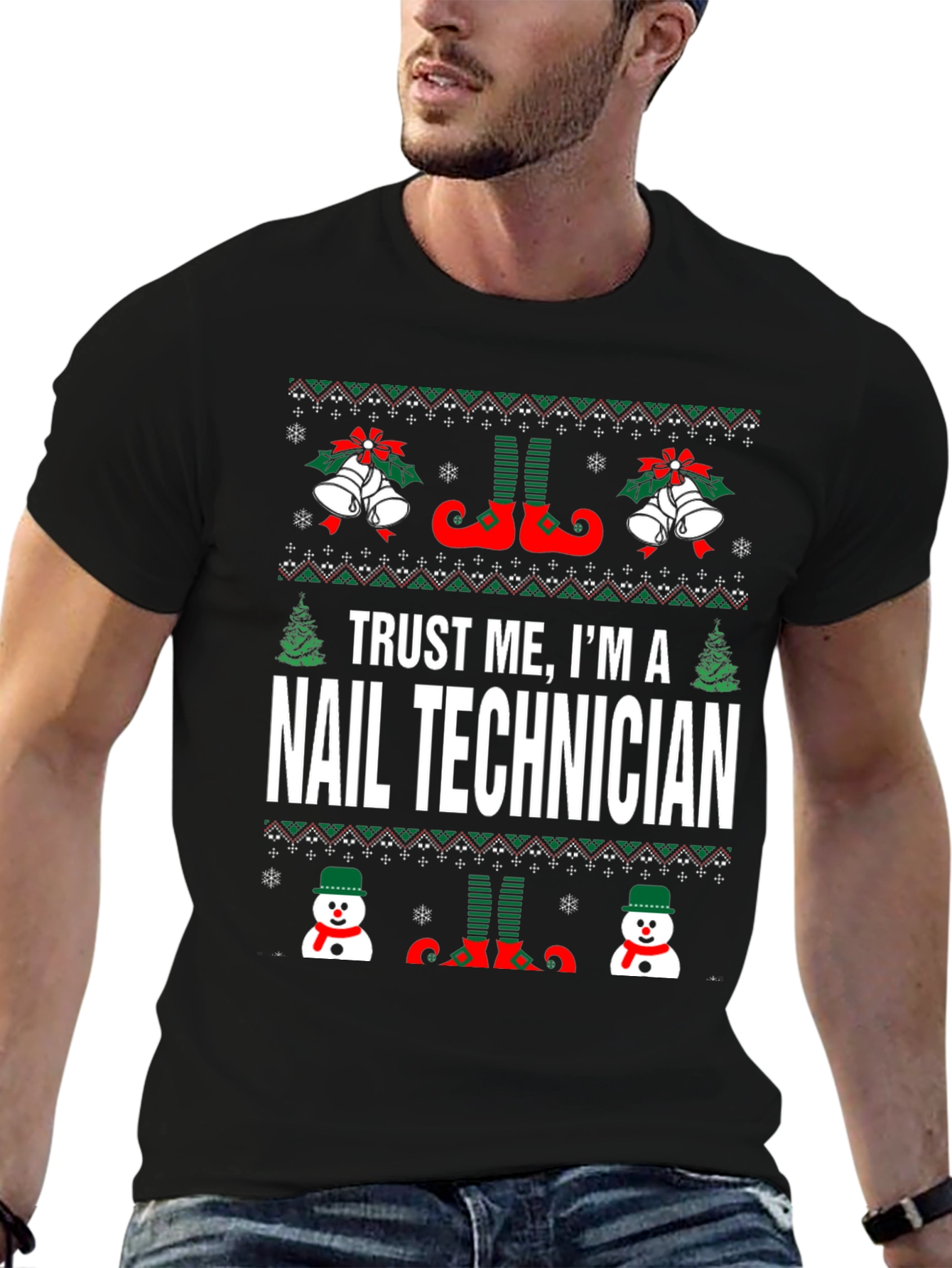 Nail Technician Ugly Christmas T-Shirt