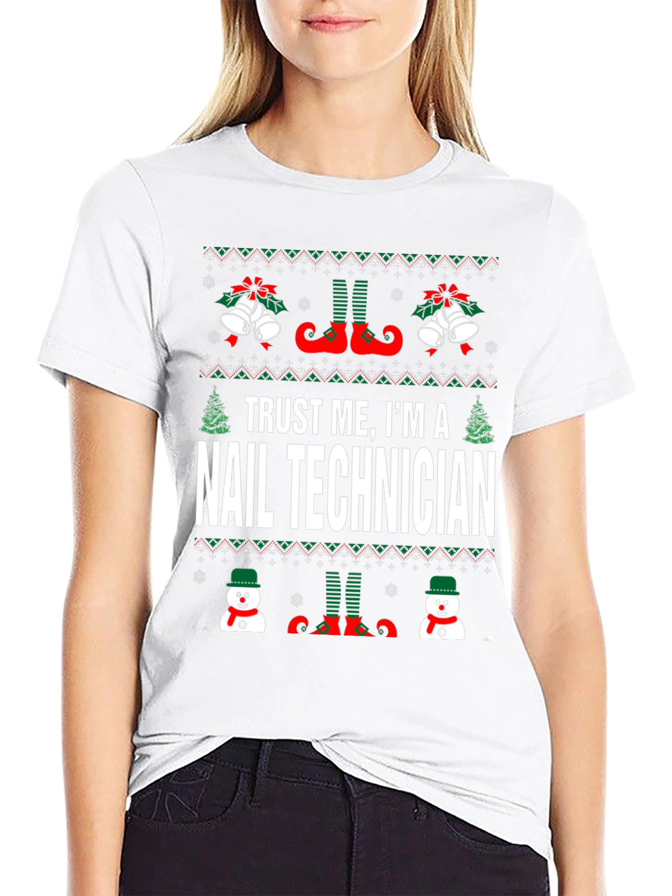 Nail Technician Ugly Christmas T-Shirt